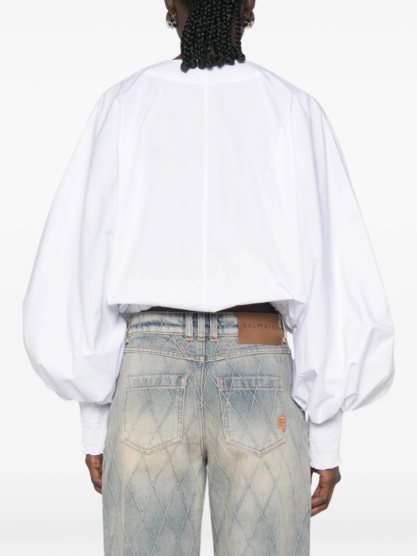 balloon-sleeve blouse
