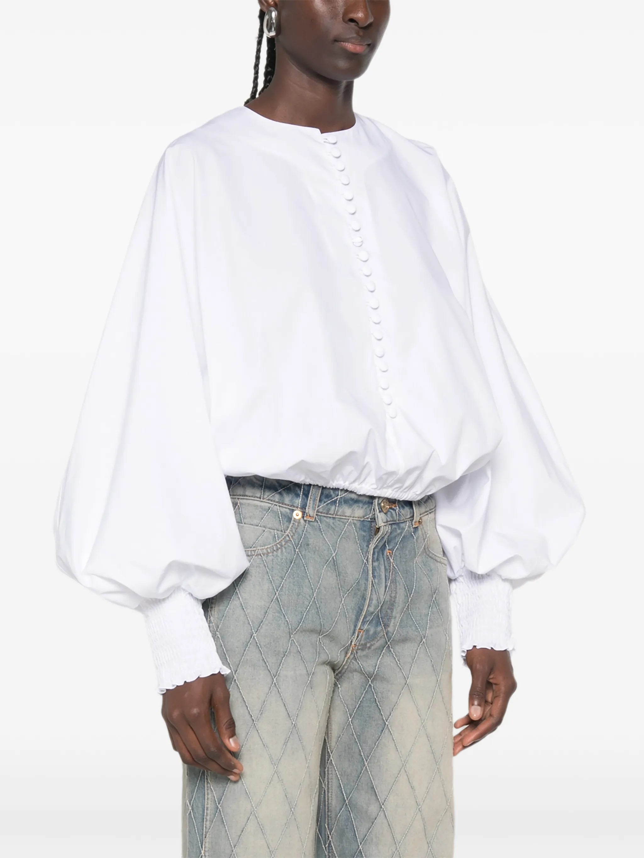 balloon-sleeve blouse