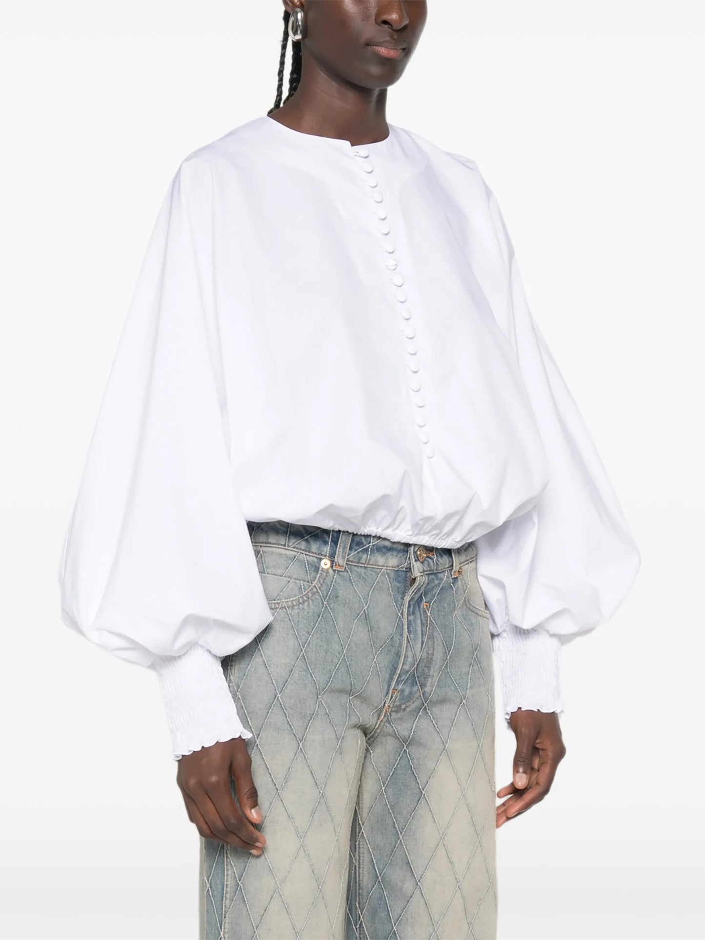 balloon-sleeve blouse