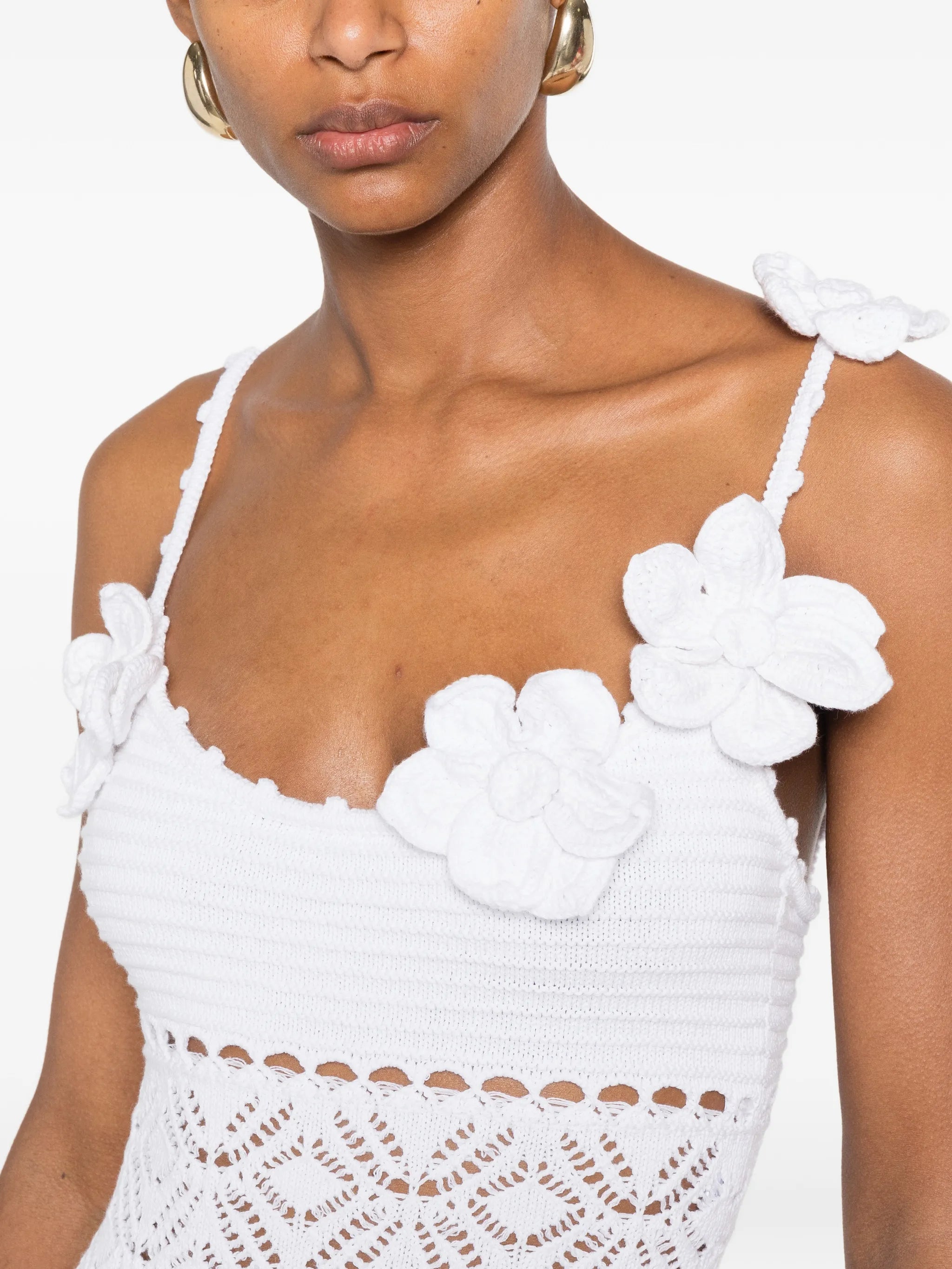 Orleane floral-appliqué crochet dress