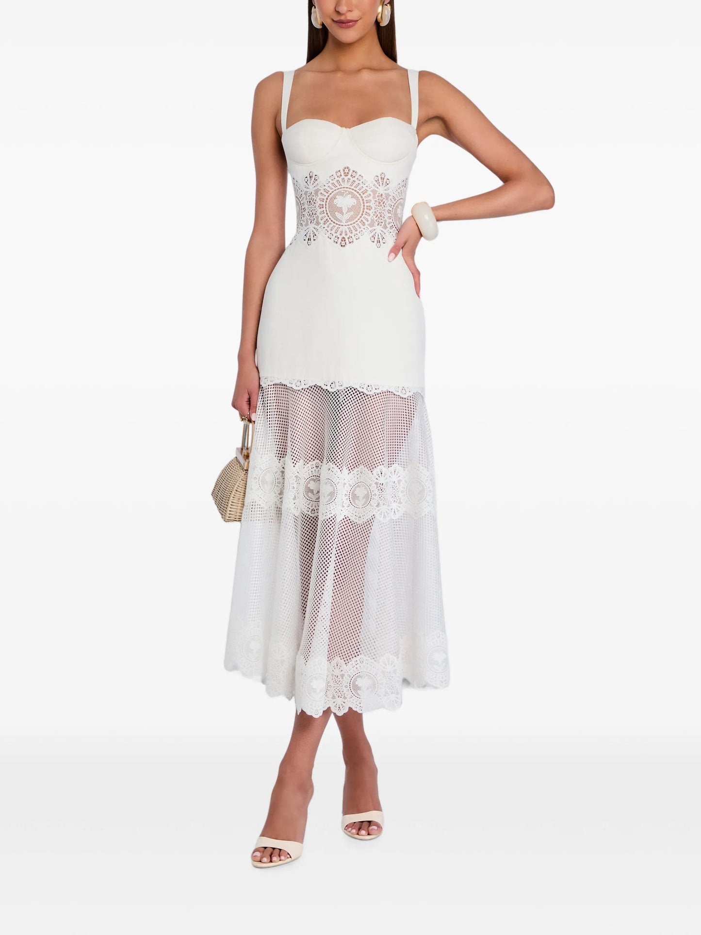 Orleane floral-appliqué crochet dress