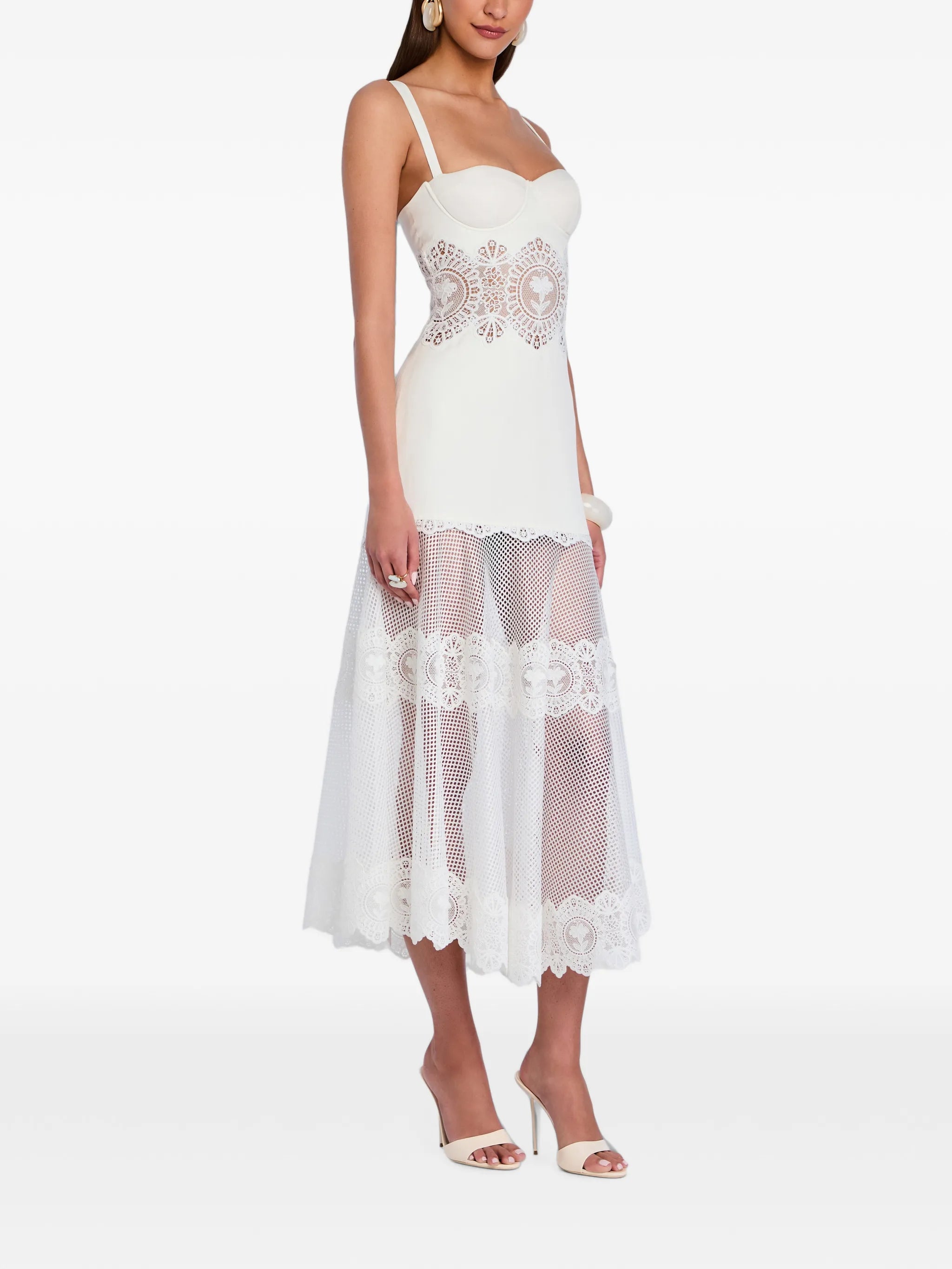 Orleane floral-appliqué crochet dress