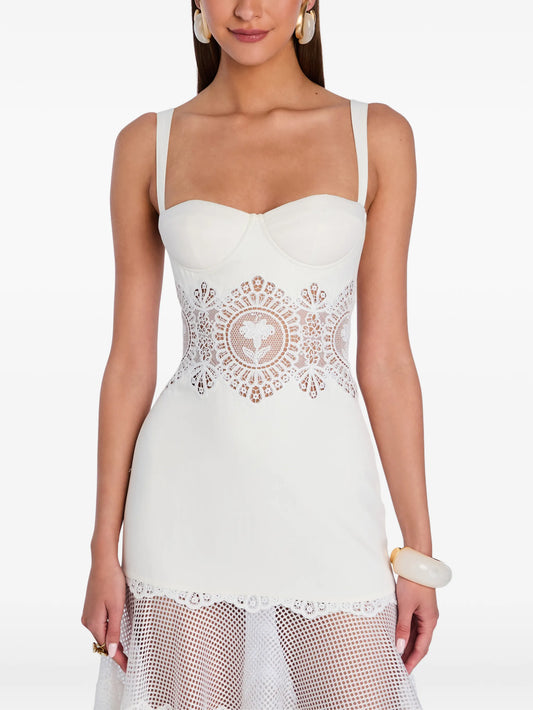 Orleane floral-appliqué crochet dress