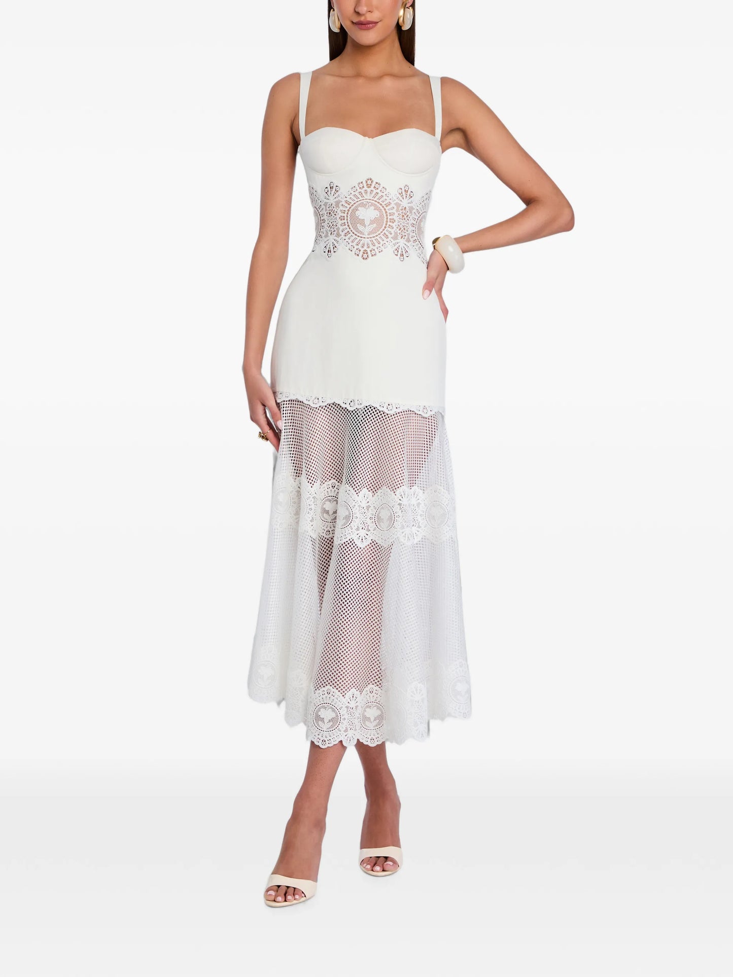 Orleane floral-appliqué crochet dress