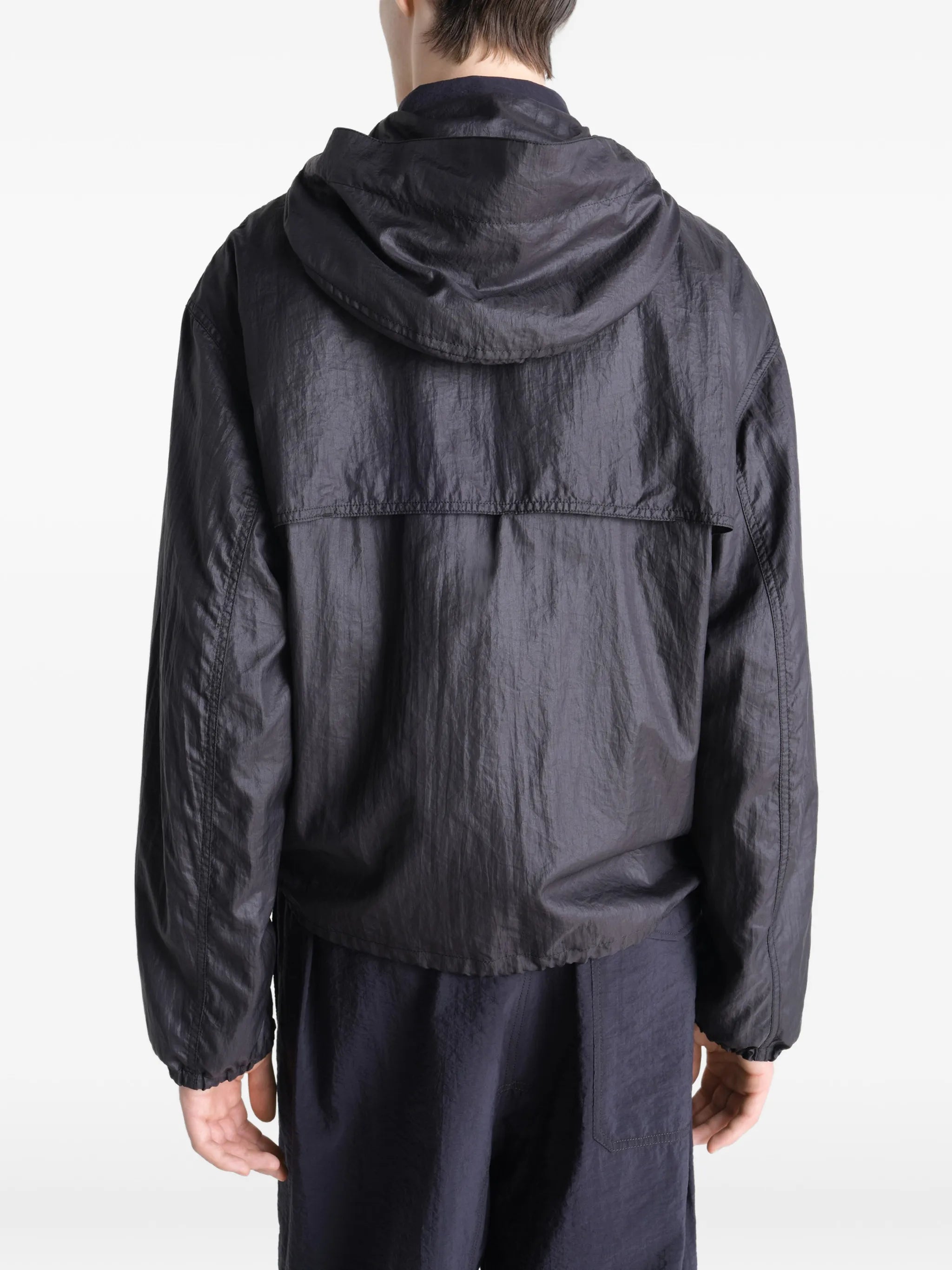 hooded zip-up windbreaker