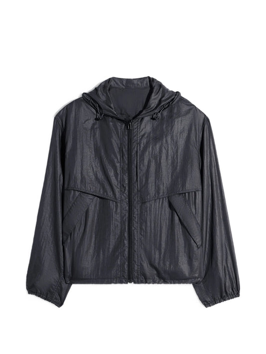hooded zip-up windbreaker