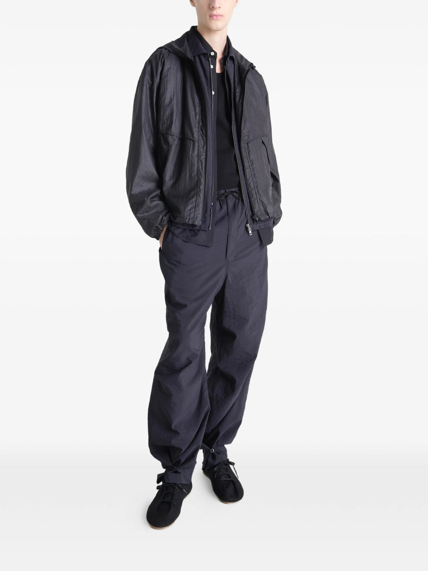 hooded zip-up windbreaker