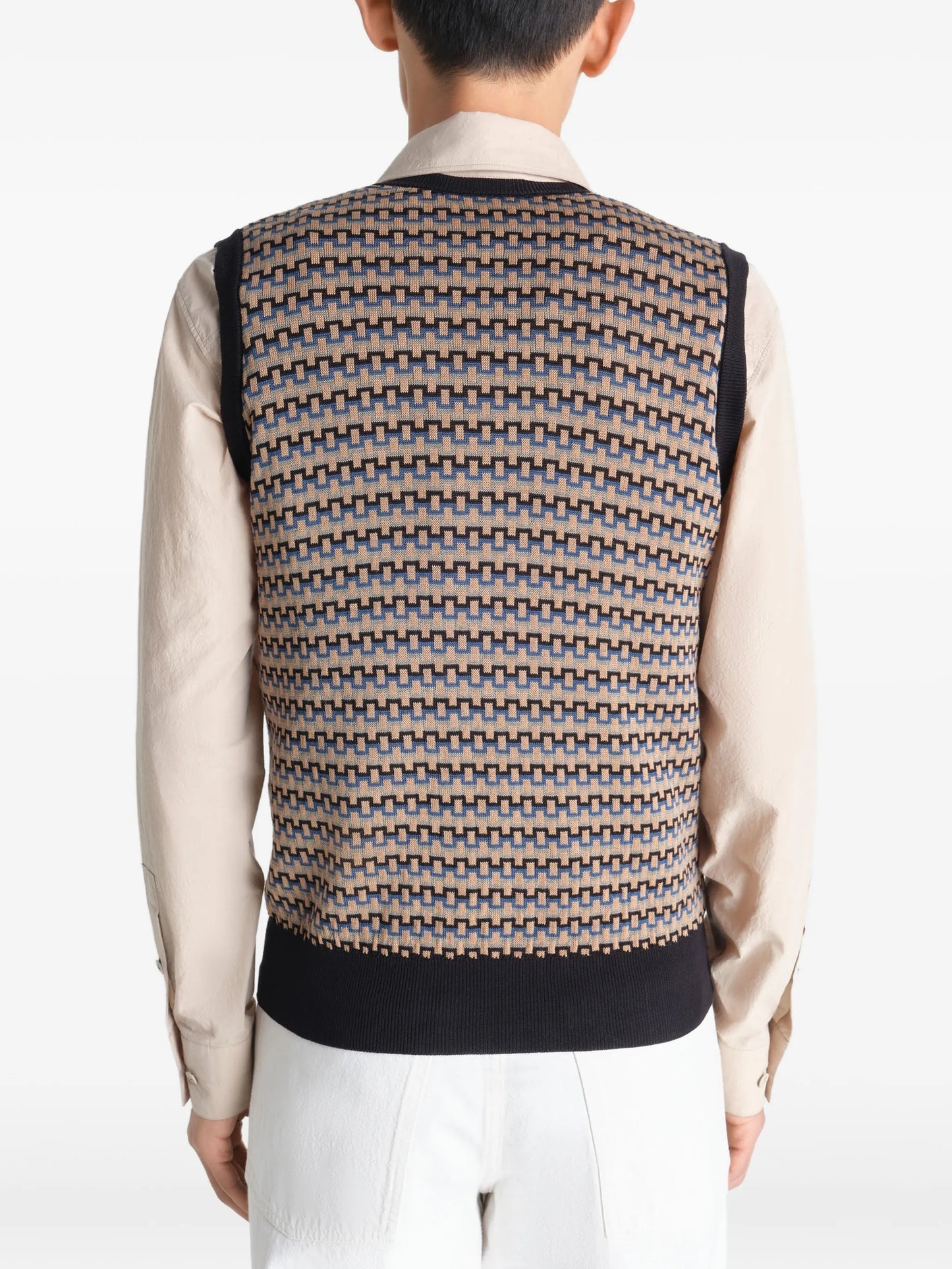 patterned V-neck vest