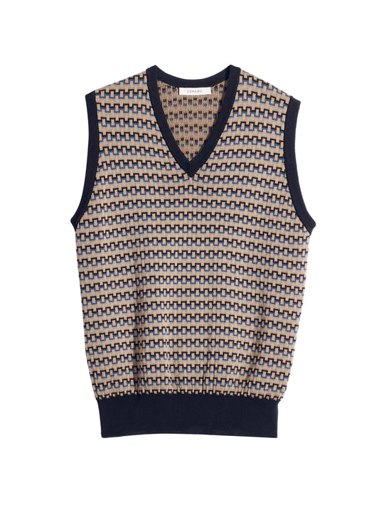 patterned V-neck vest