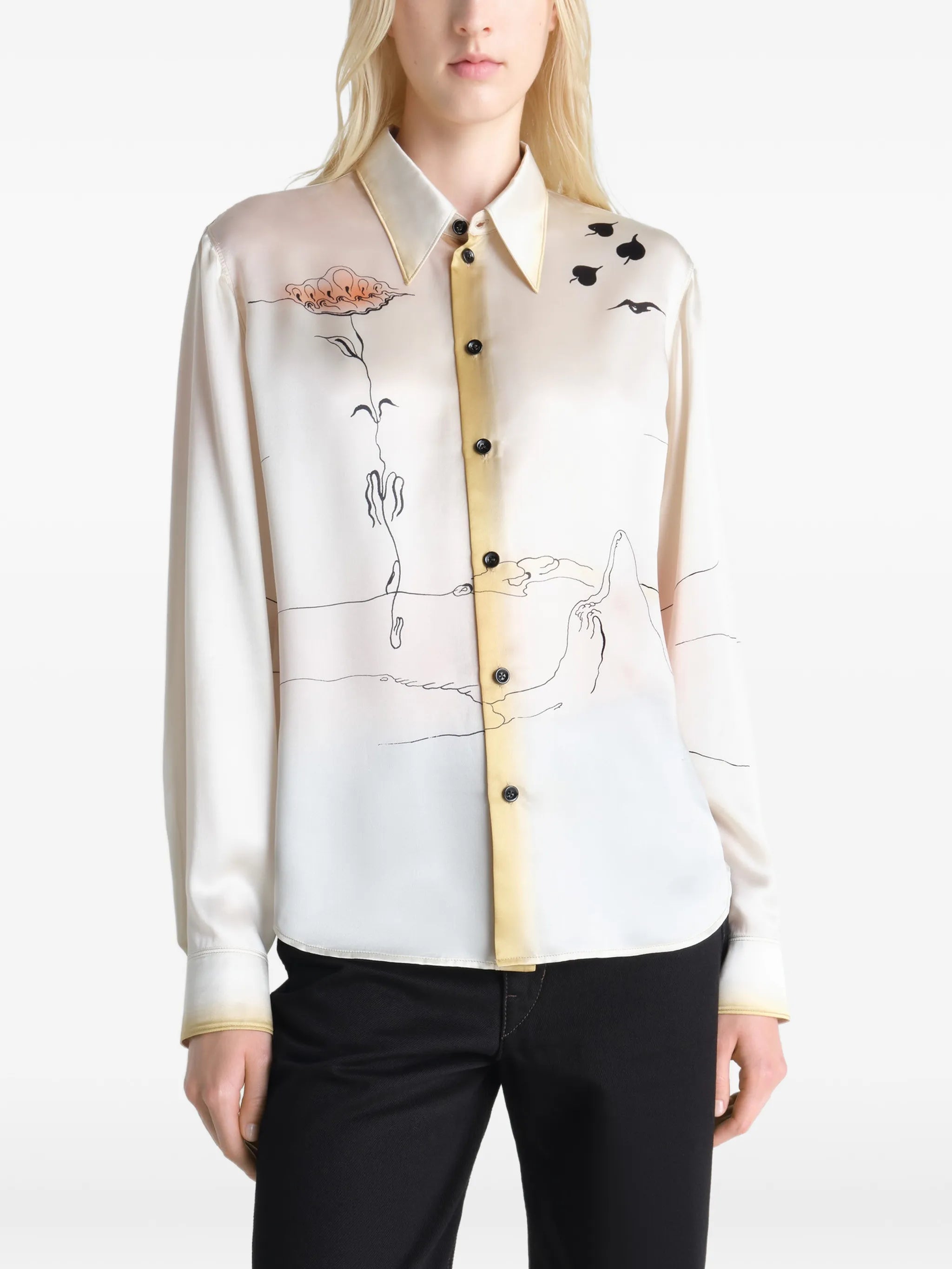 pointed-collar landscape shirt