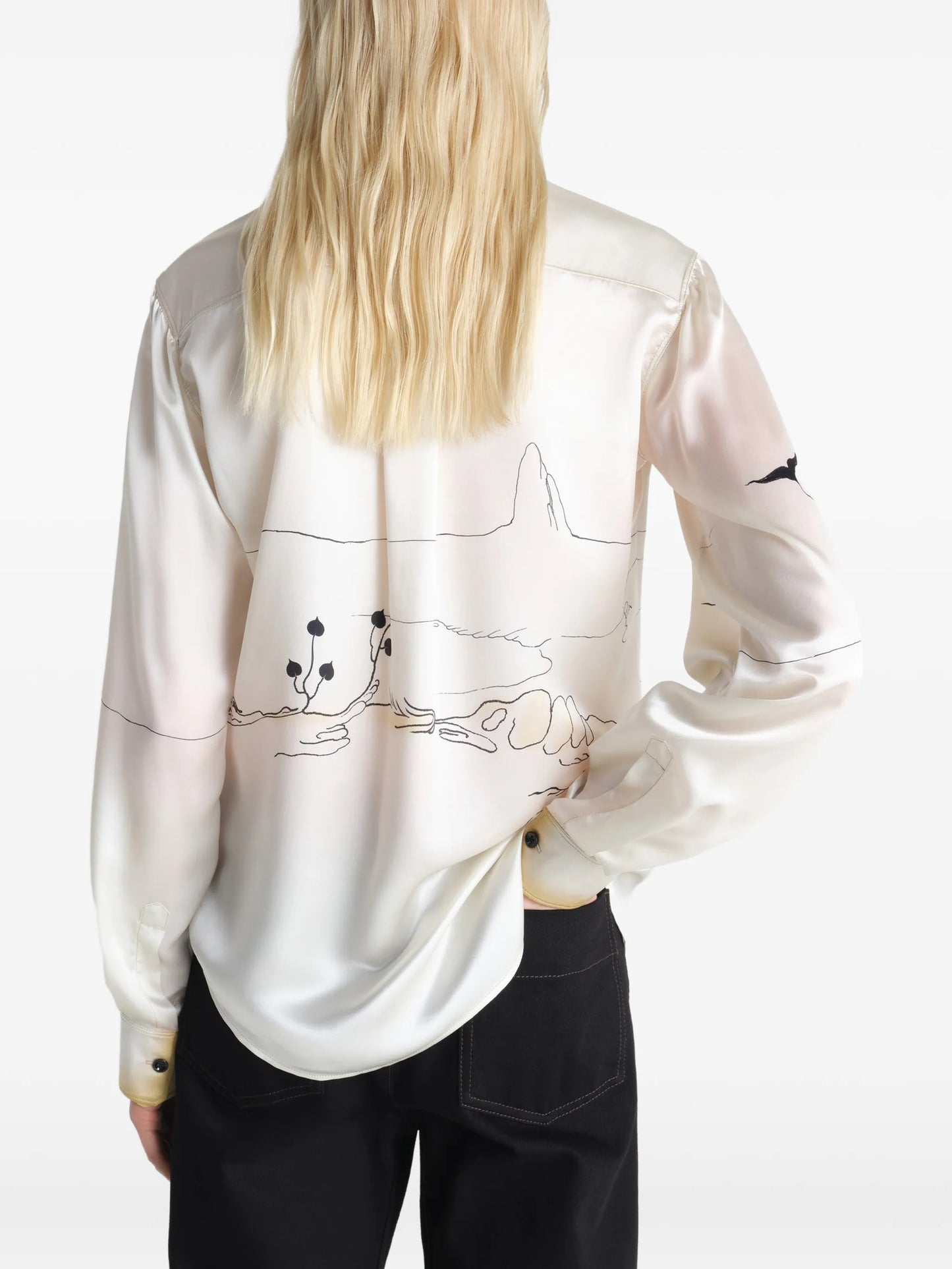 pointed-collar landscape shirt