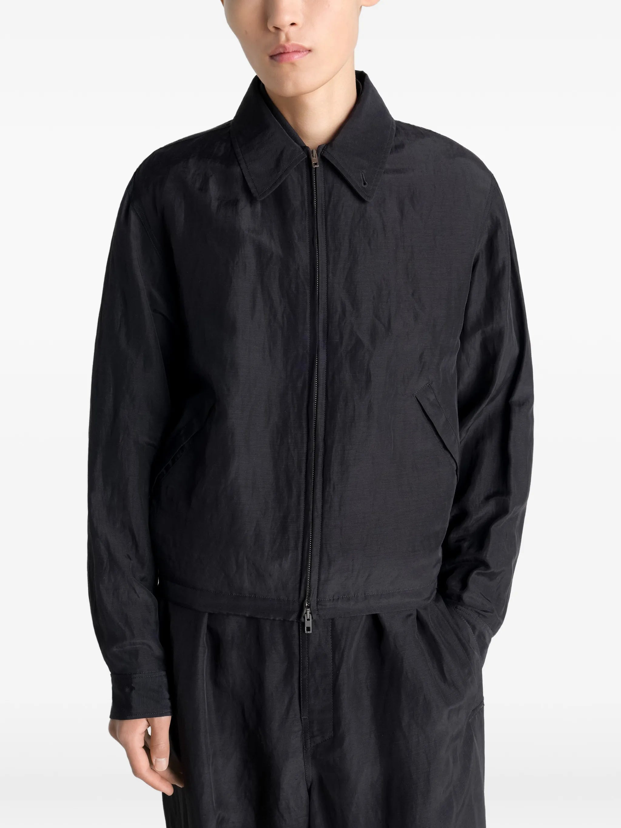 short blouson in linen viscose