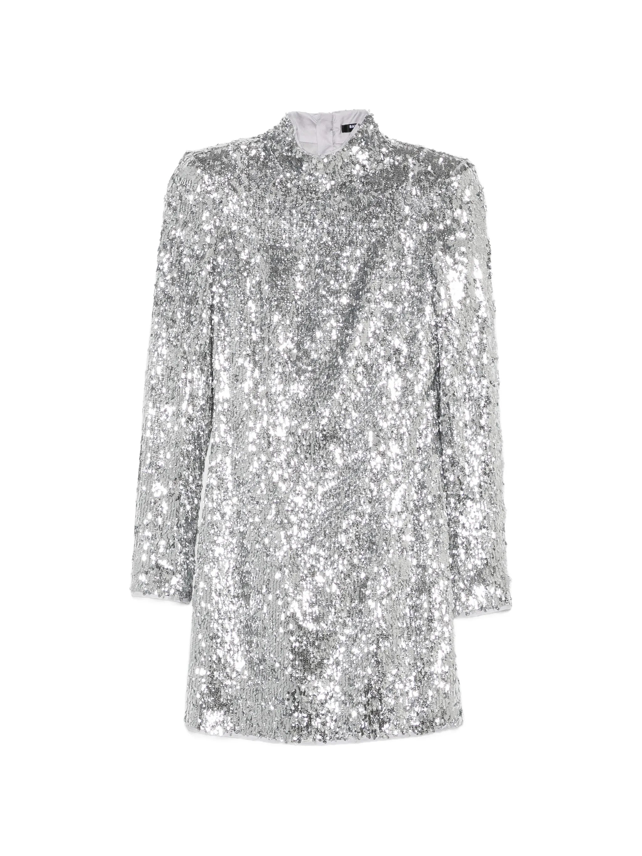 sequin-embellished high-neck mini dress