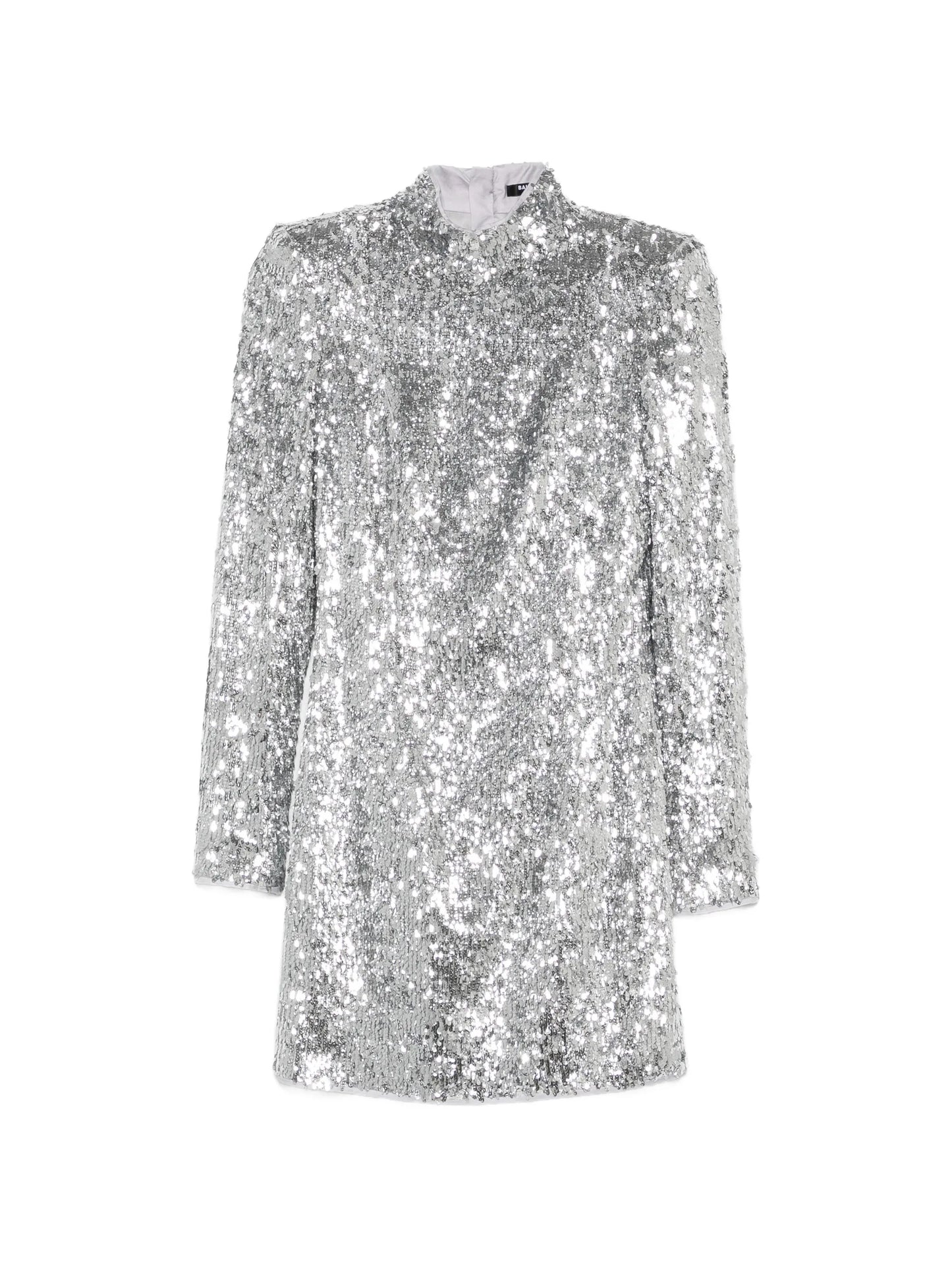 sequin-embellished high-neck mini dress