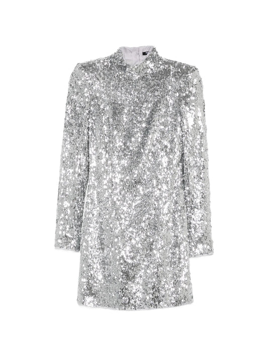 sequin-embellished high-neck mini dress
