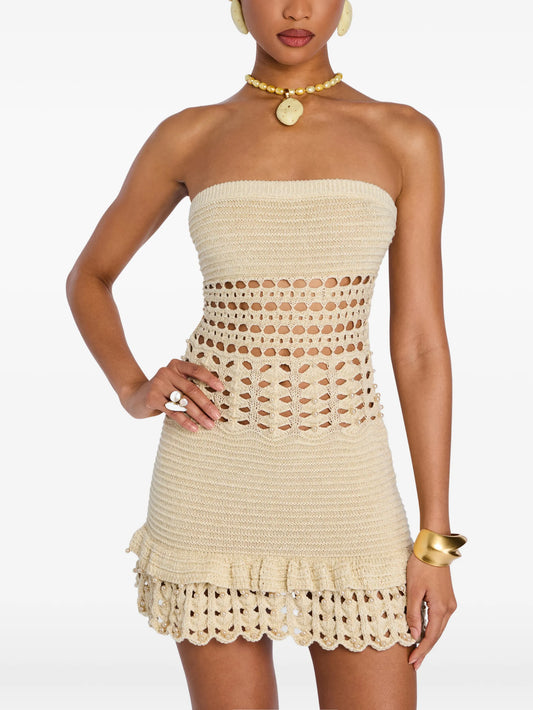 Vali metallic crochet pearl dress