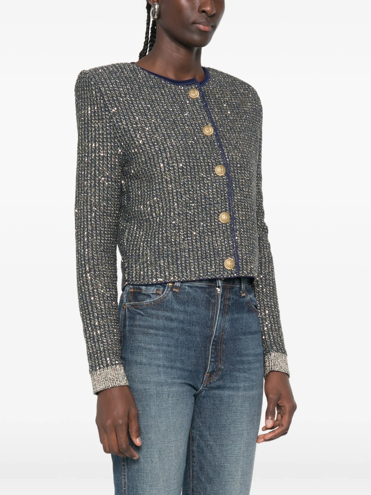 glittered tweed cardigan