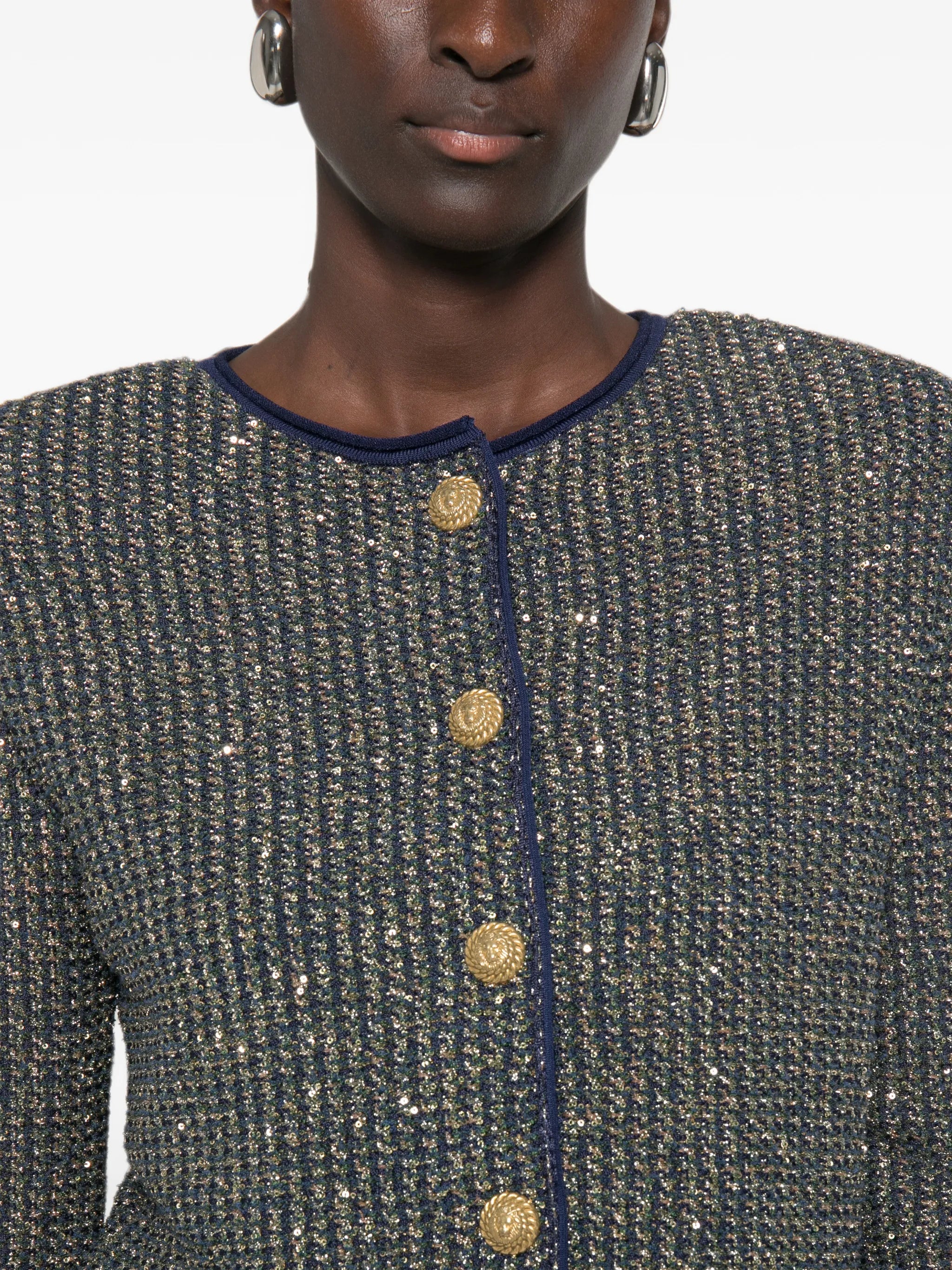 glittered tweed cardigan