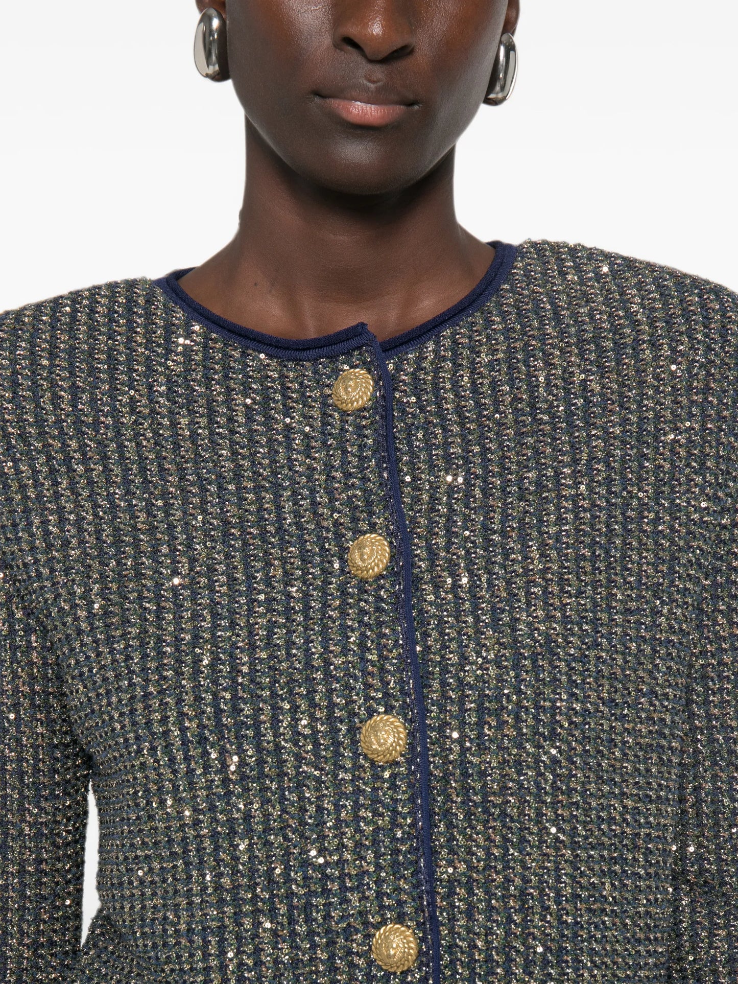 glittered tweed cardigan