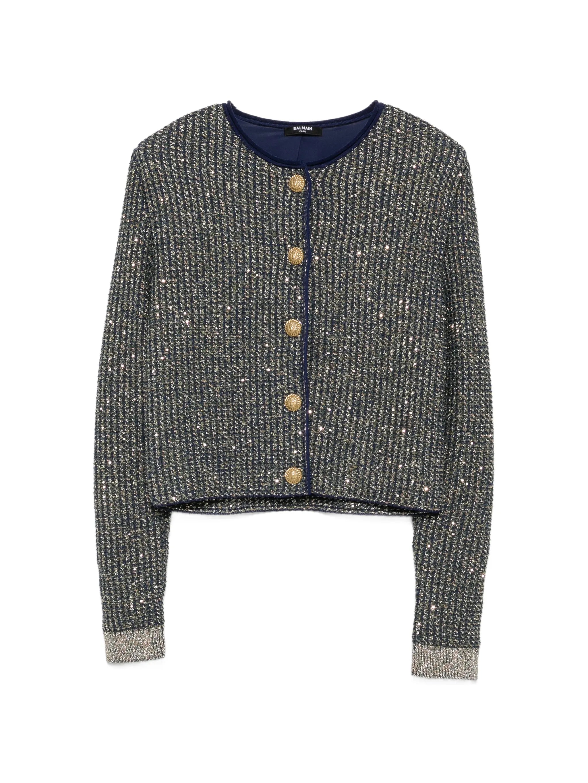 glittered tweed cardigan
