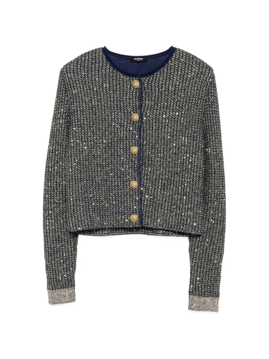 glittered tweed cardigan