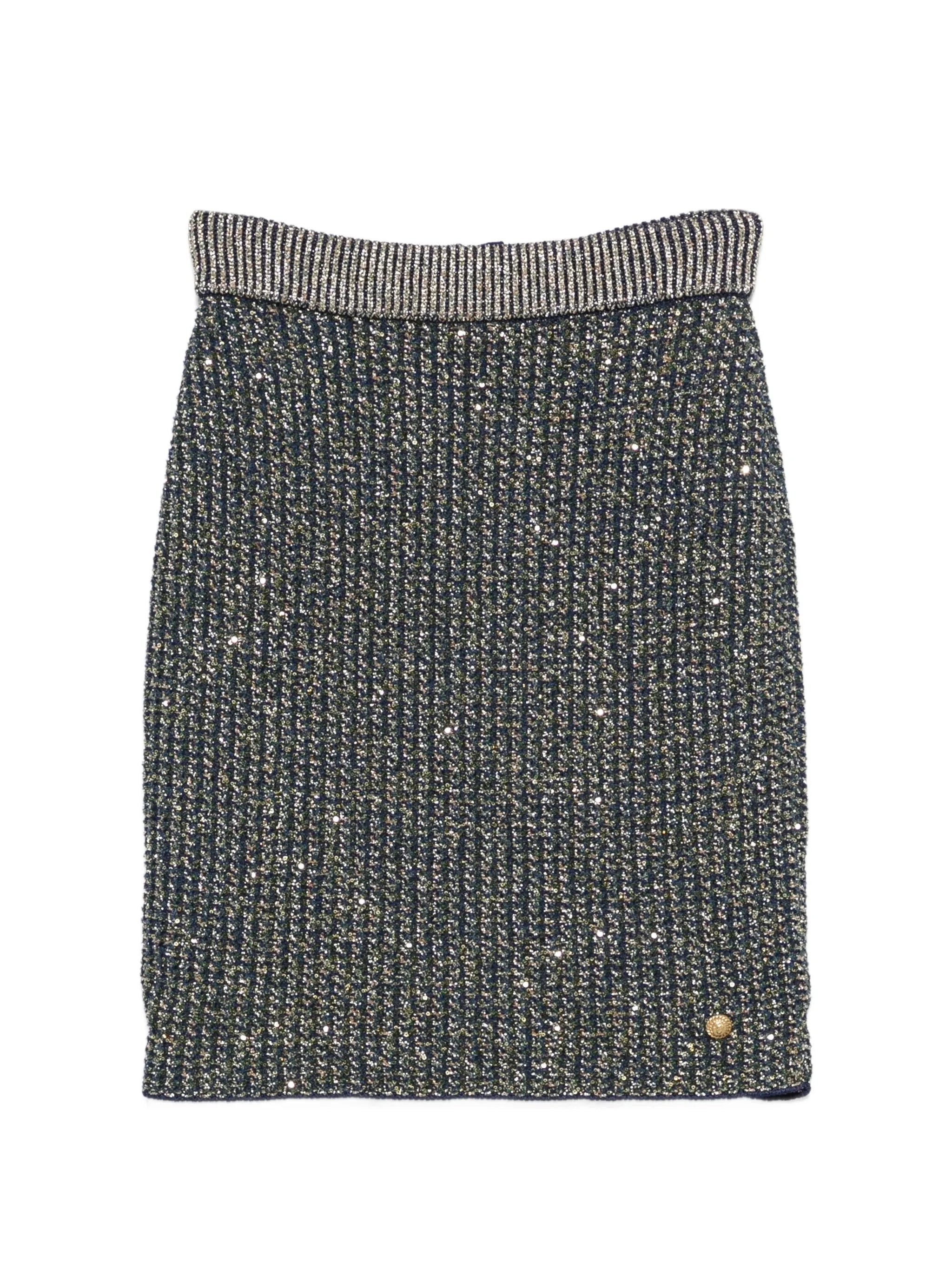 sequin-embellished glitter-effect midi skirt