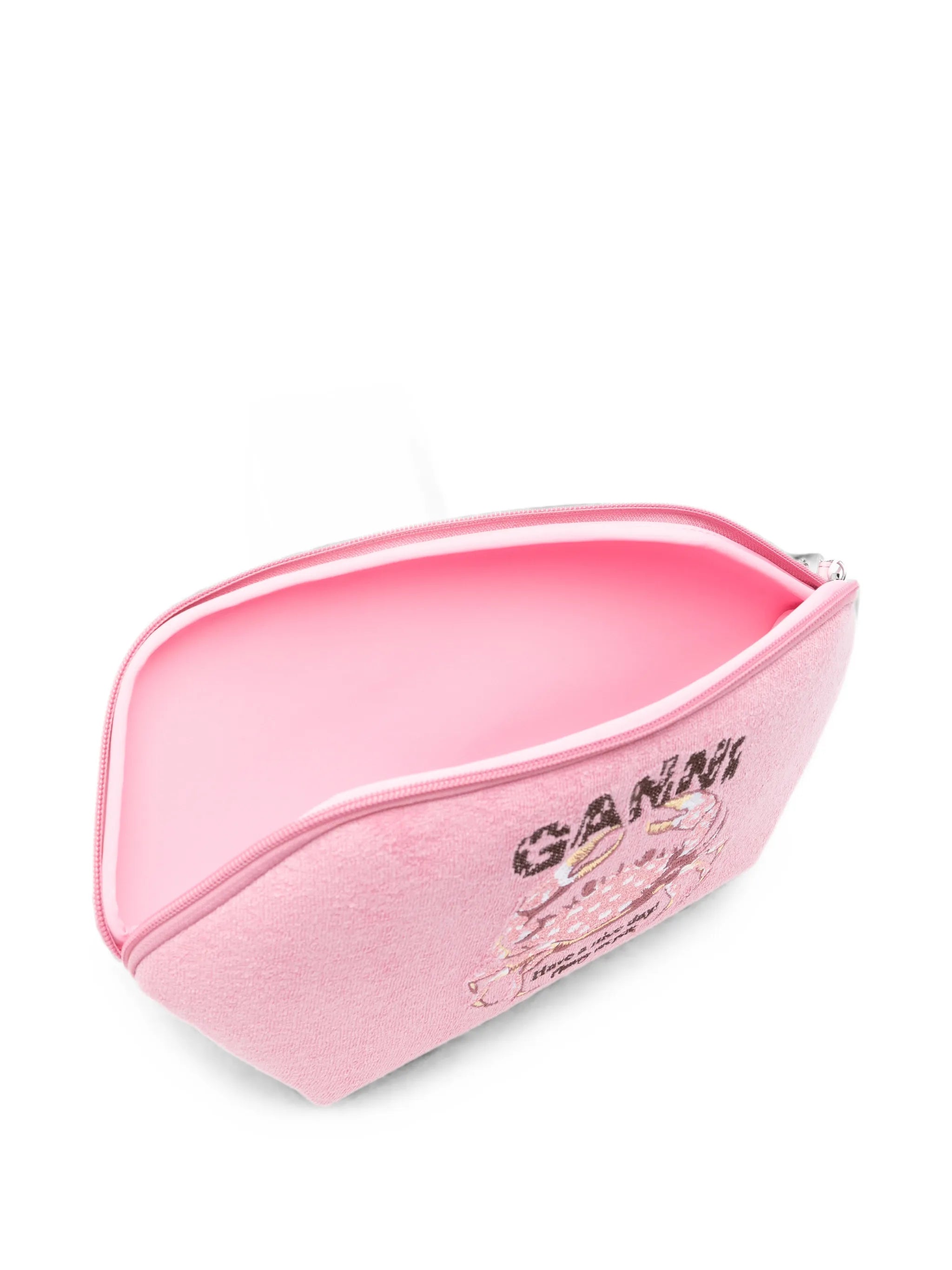 crab-embroidery terry-cloth bikini pouch