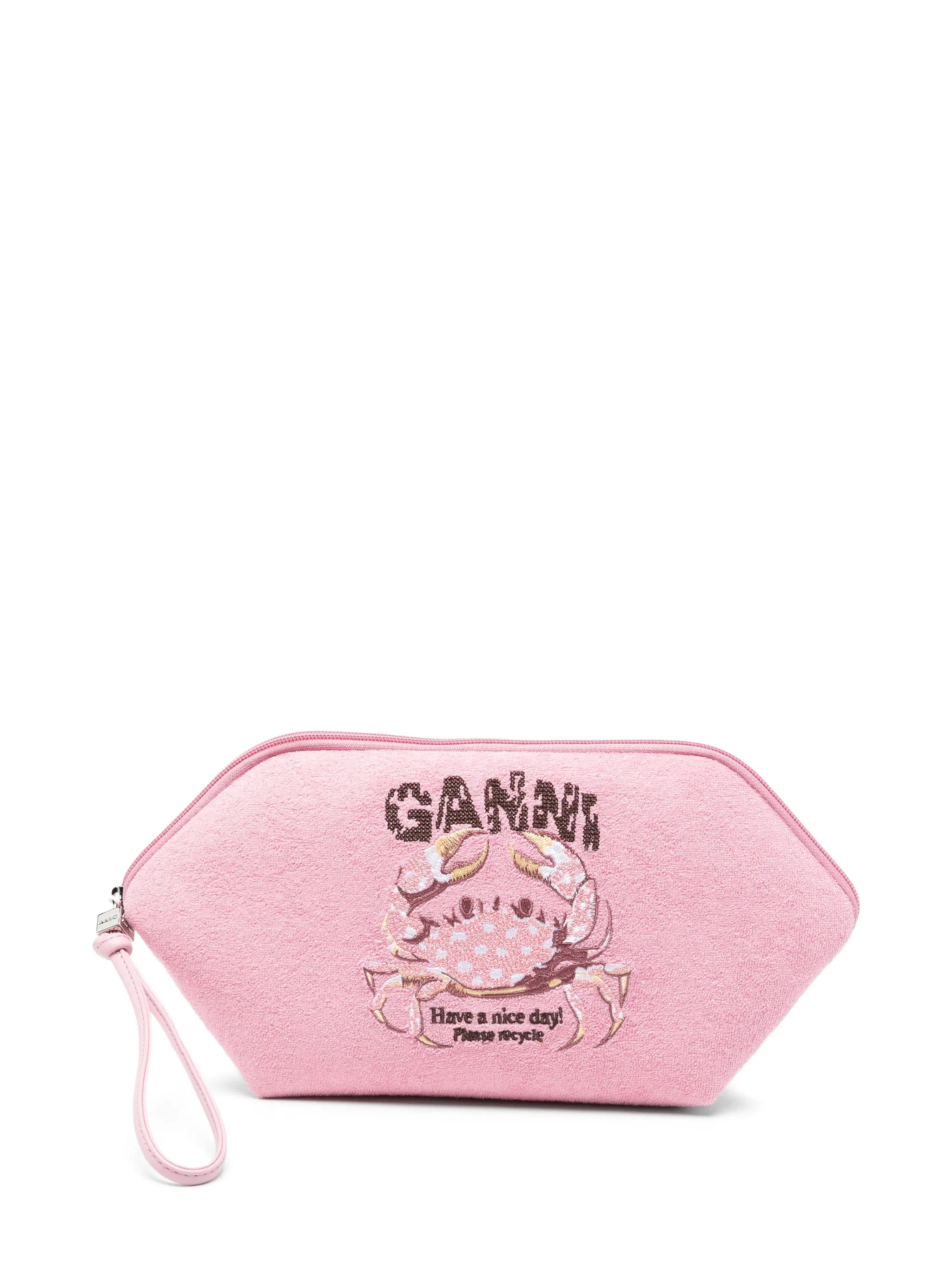 crab-embroidered bikini pouch