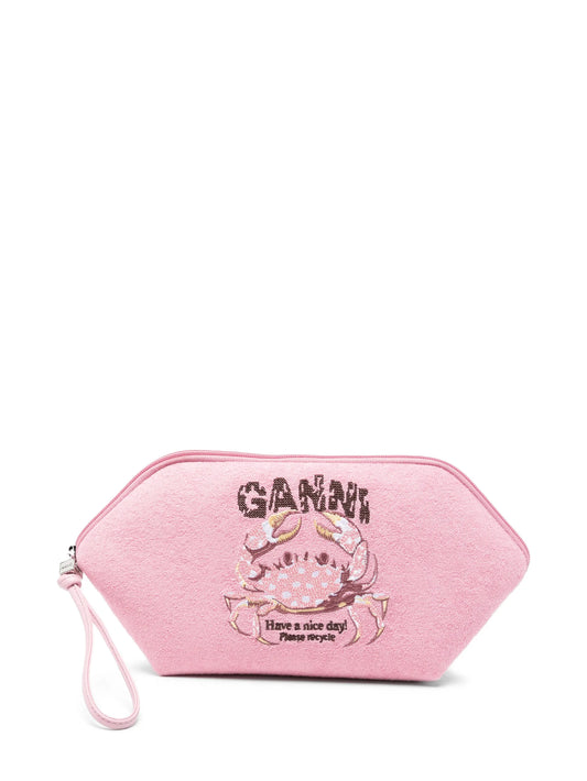 crab-embroidered bikini pouch