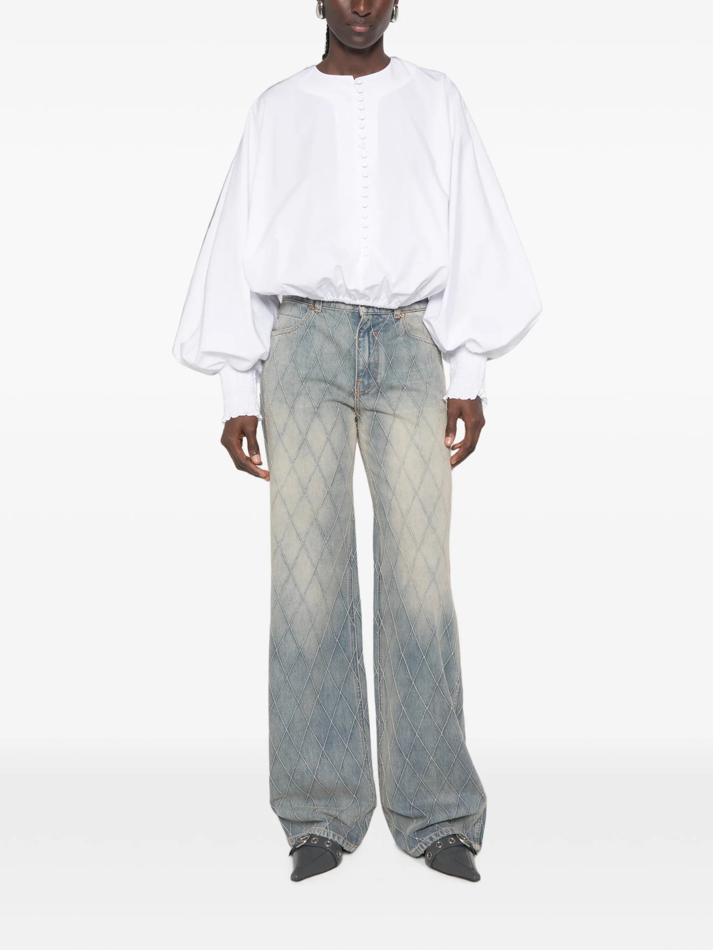 buttoned straight-leg jeans