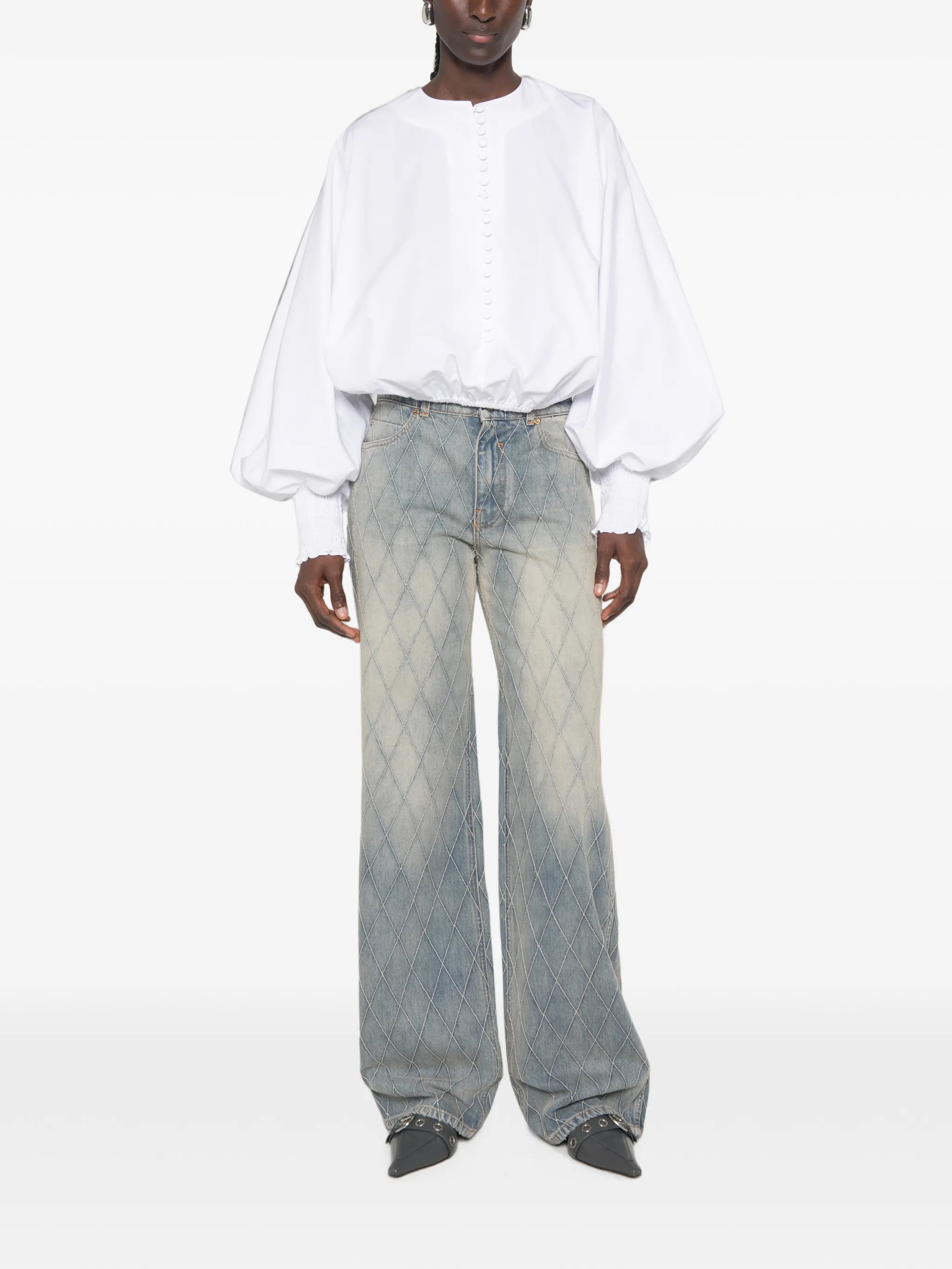 buttoned straight-leg jeans