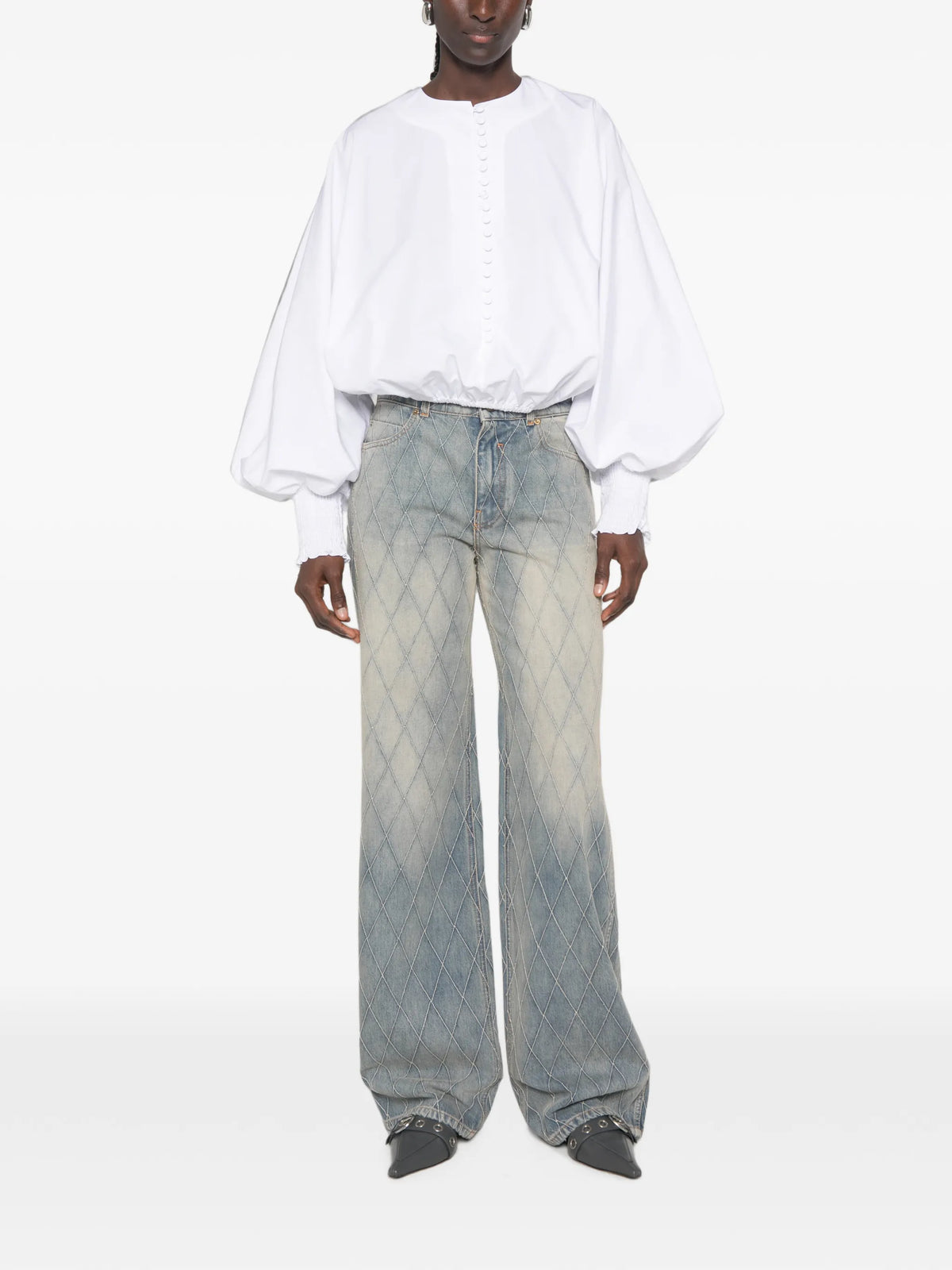 buttoned straight-leg jeans