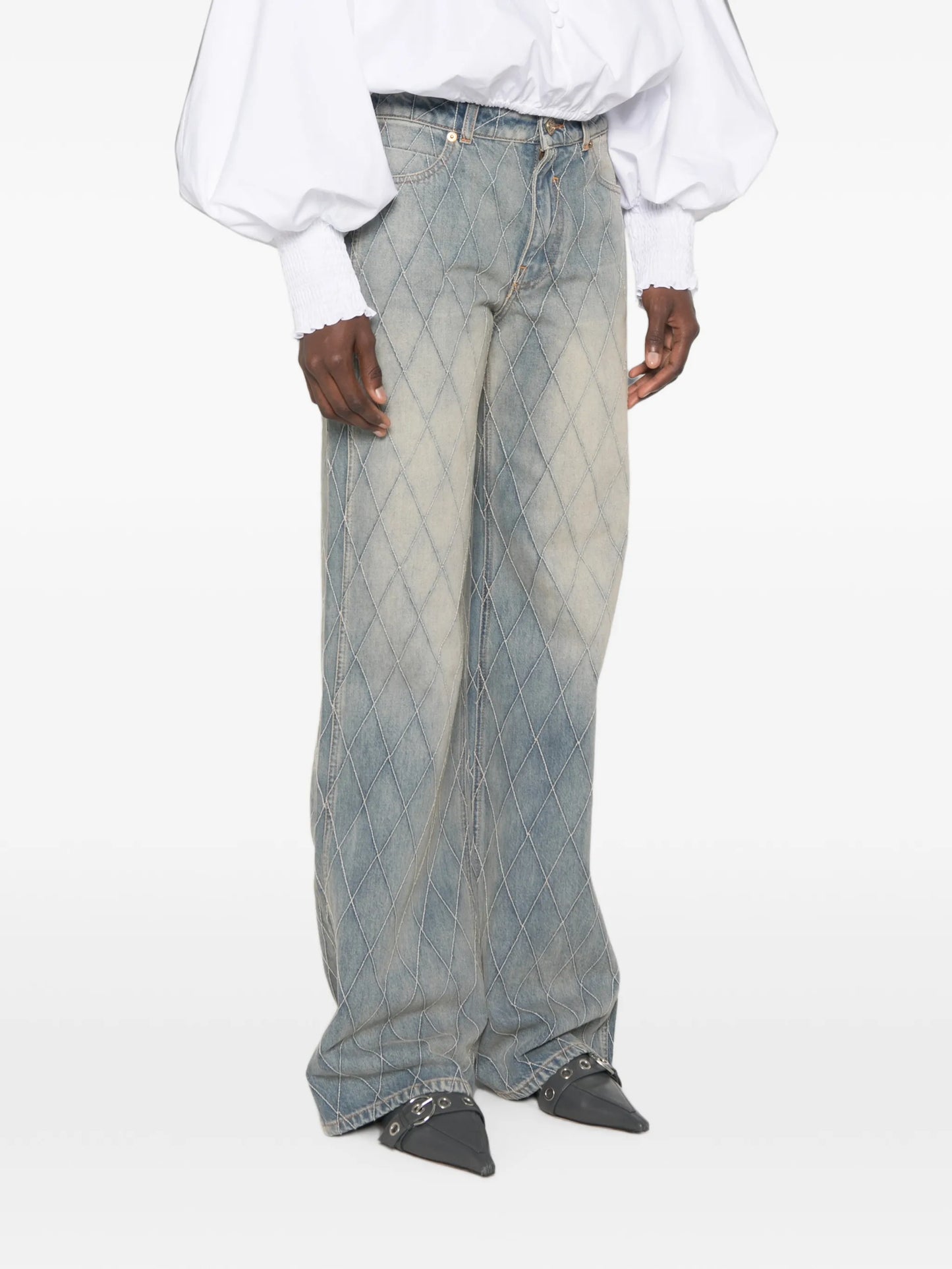 buttoned straight-leg jeans