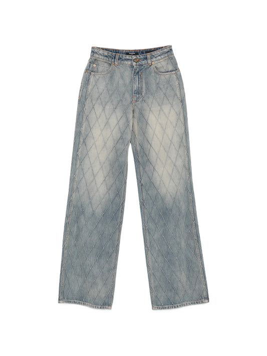 buttoned straight-leg jeans