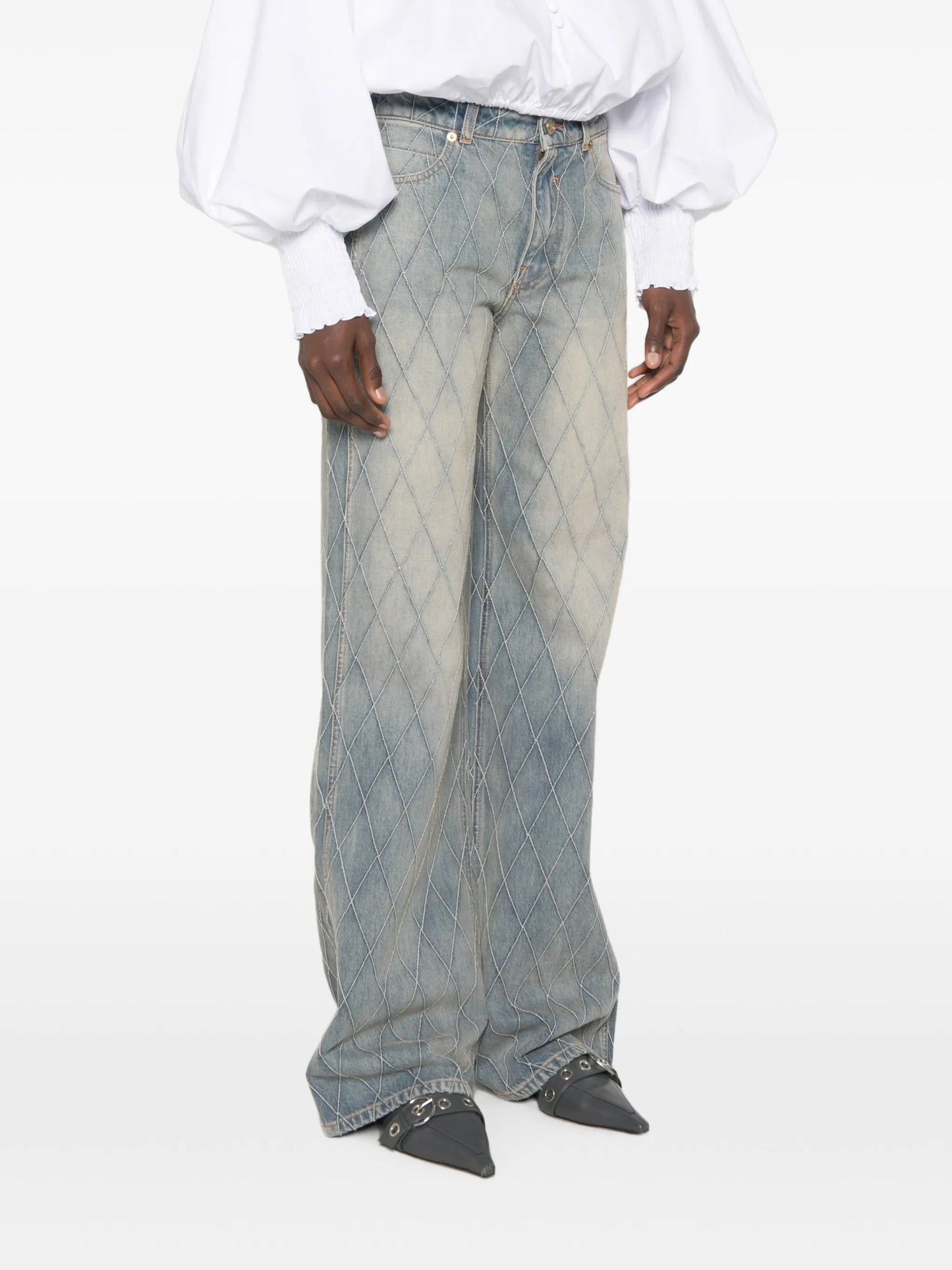 buttoned straight-leg jeans