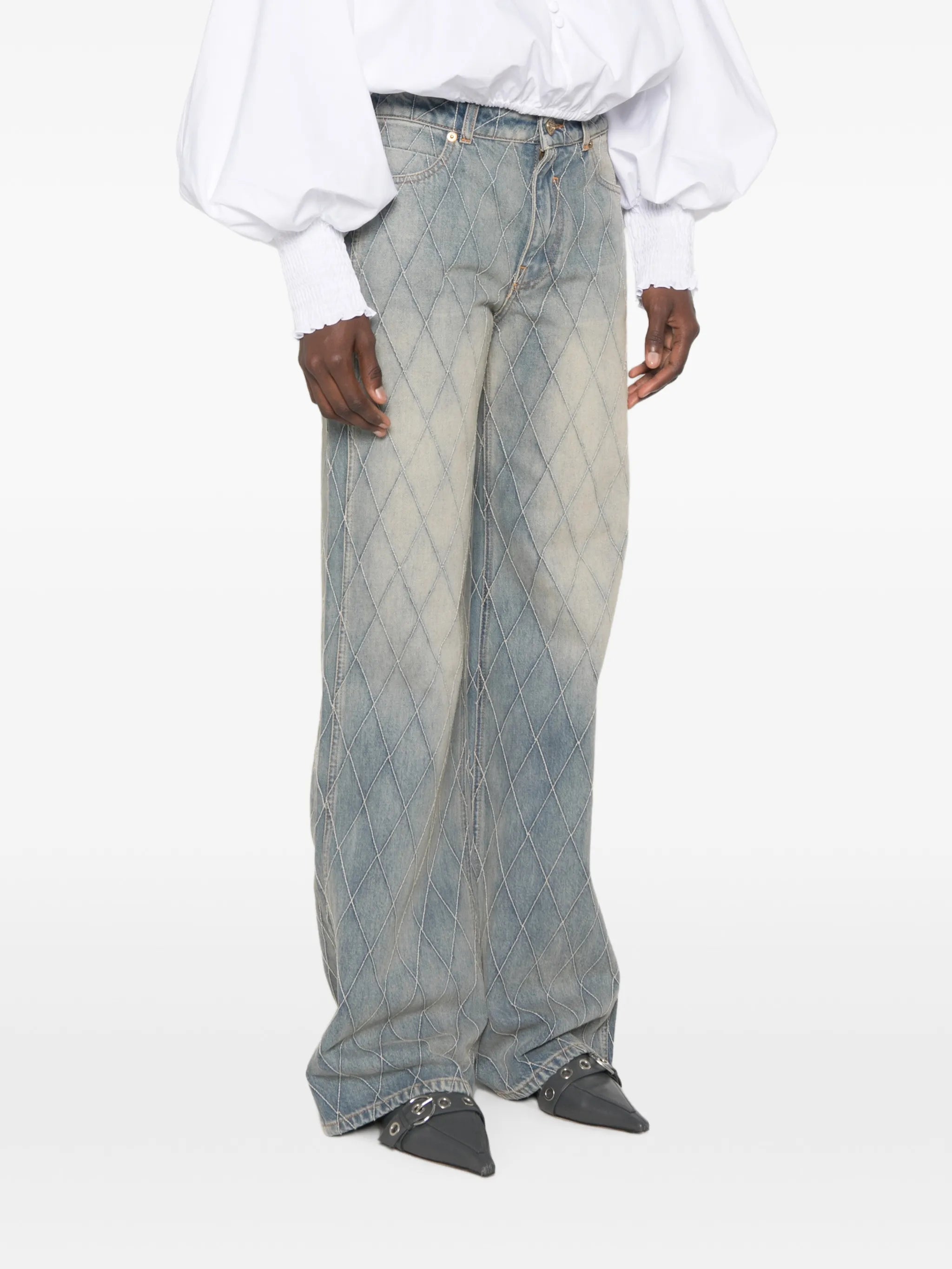 buttoned straight-leg jeans