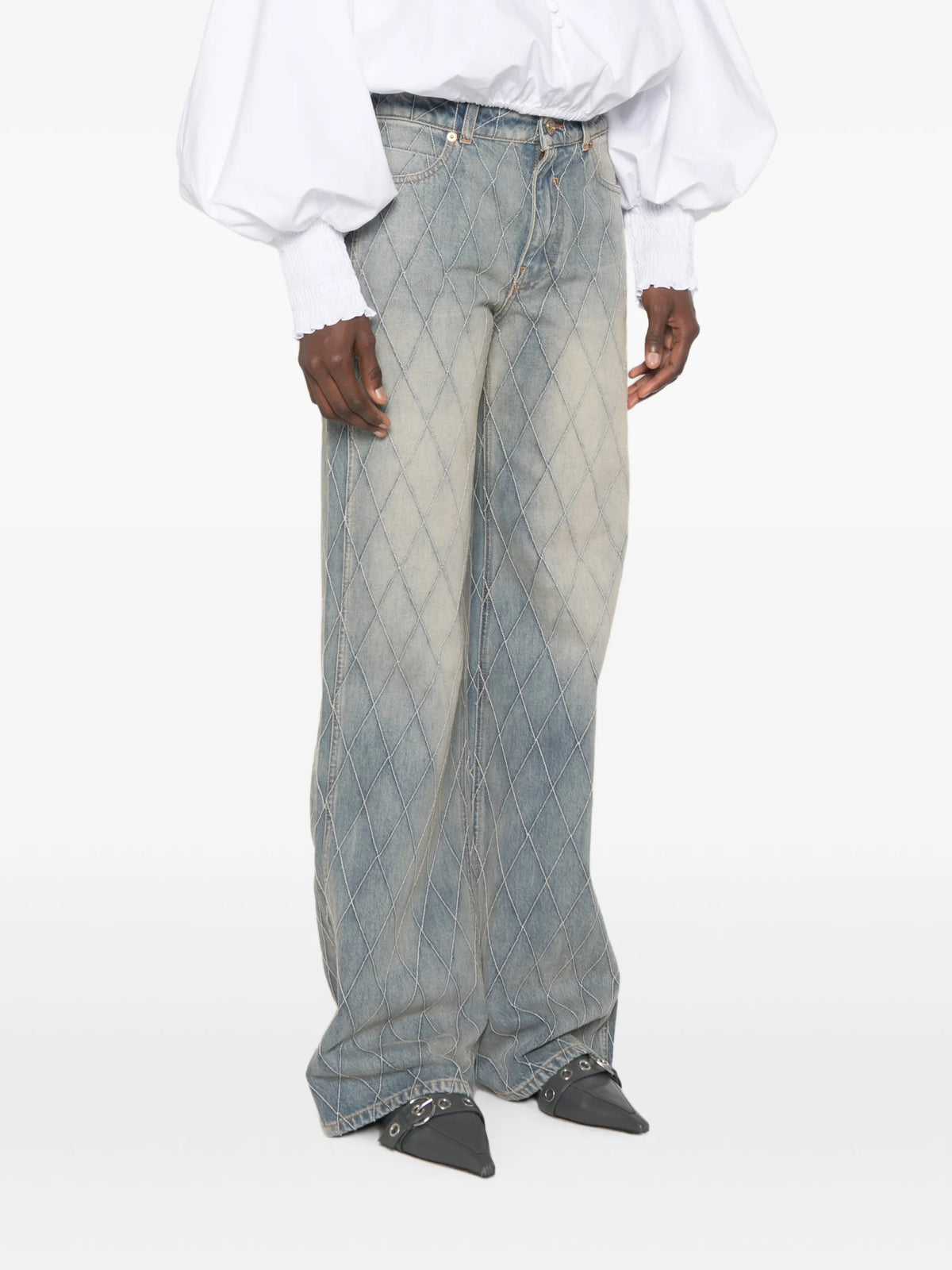 buttoned straight-leg jeans