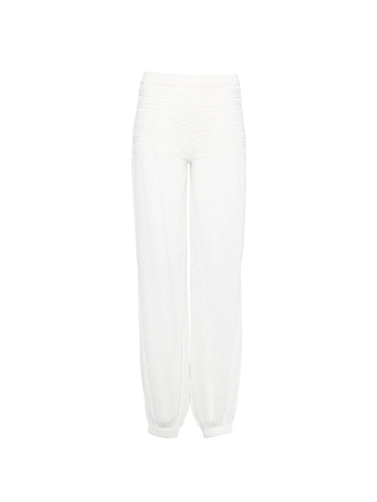 Devyn pointelle-knit trousers