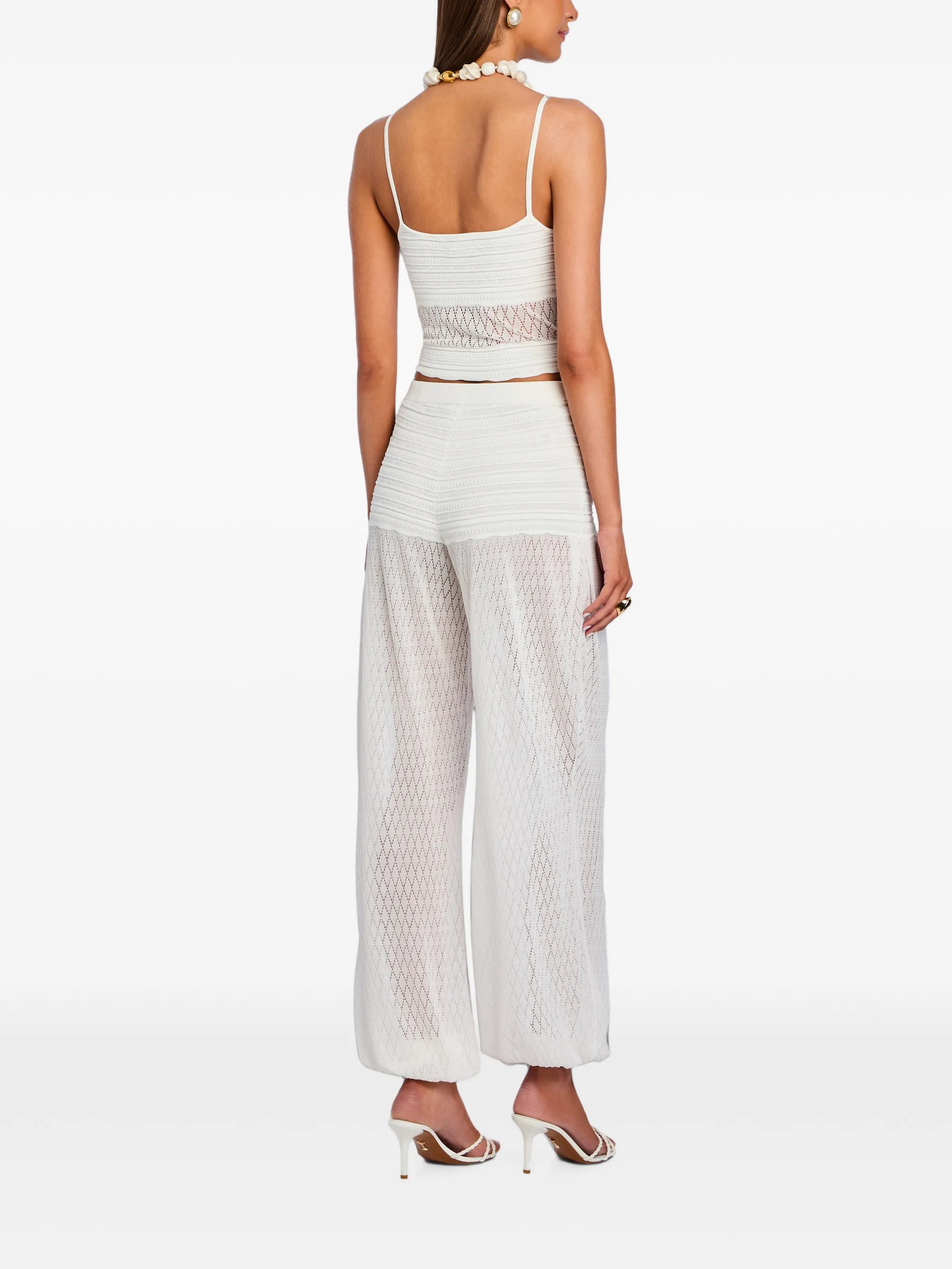 Devyn pointelle-knit trousers