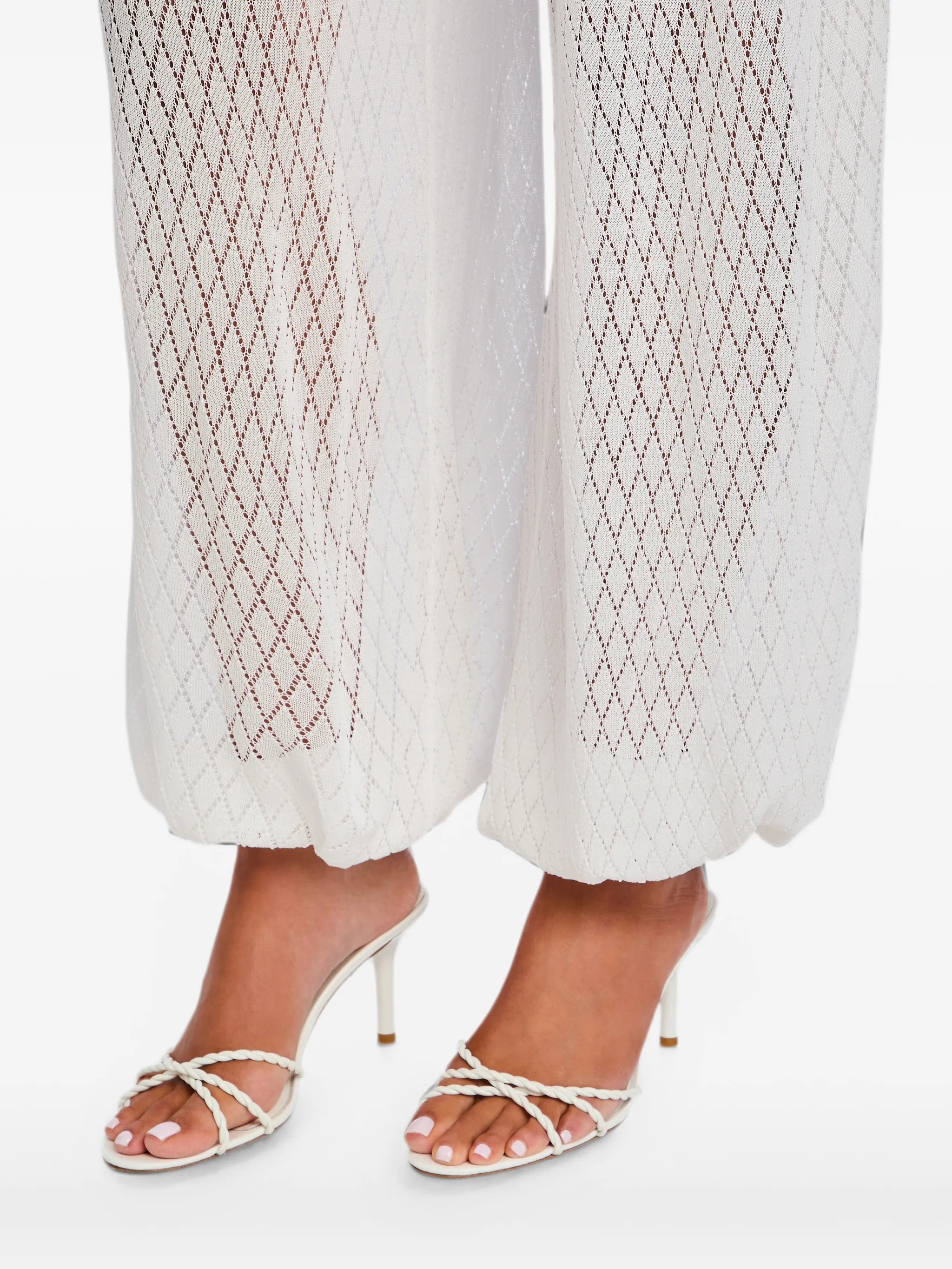 Devyn pointelle-knit trousers