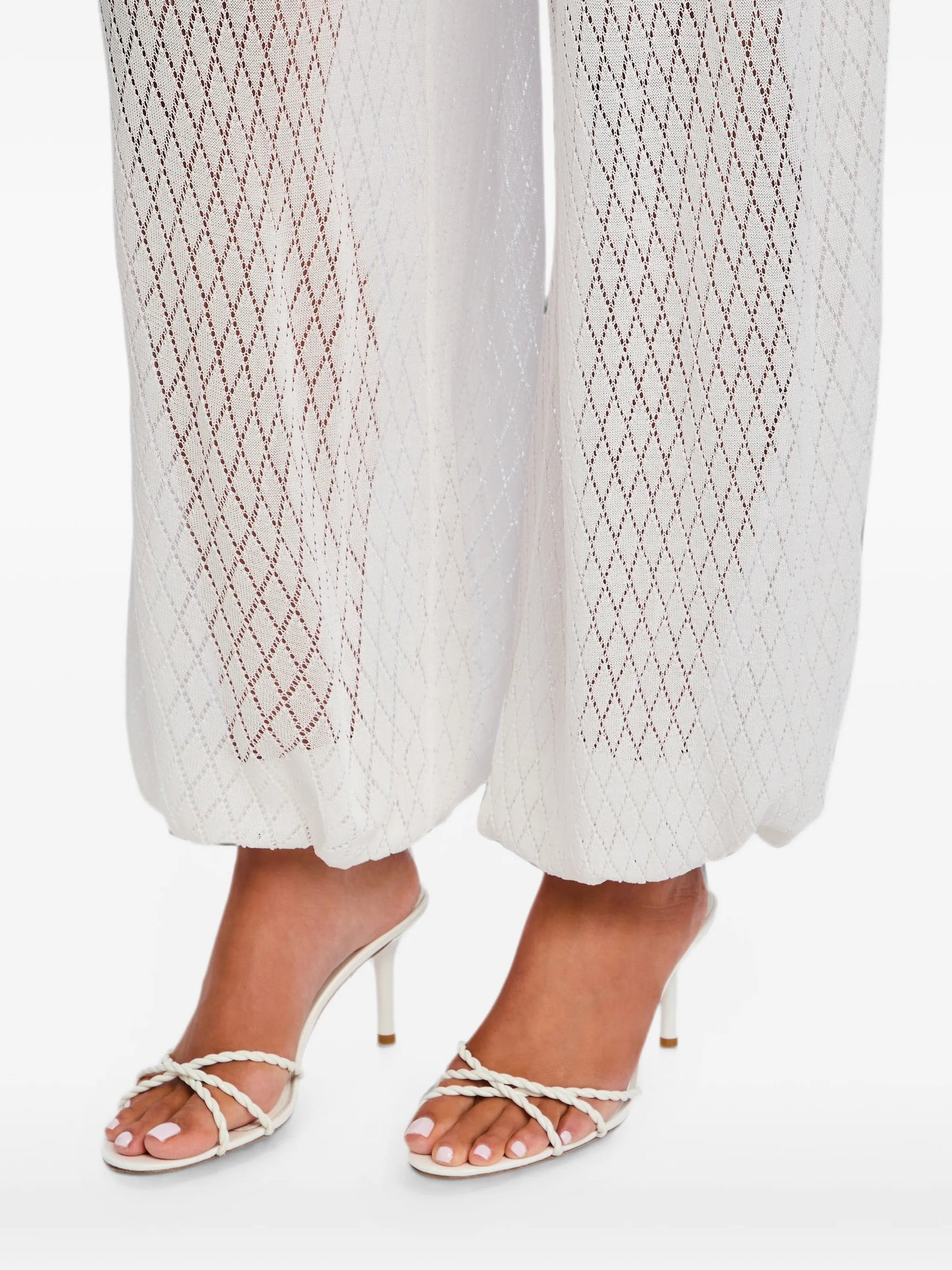 Devyn pointelle-knit trousers