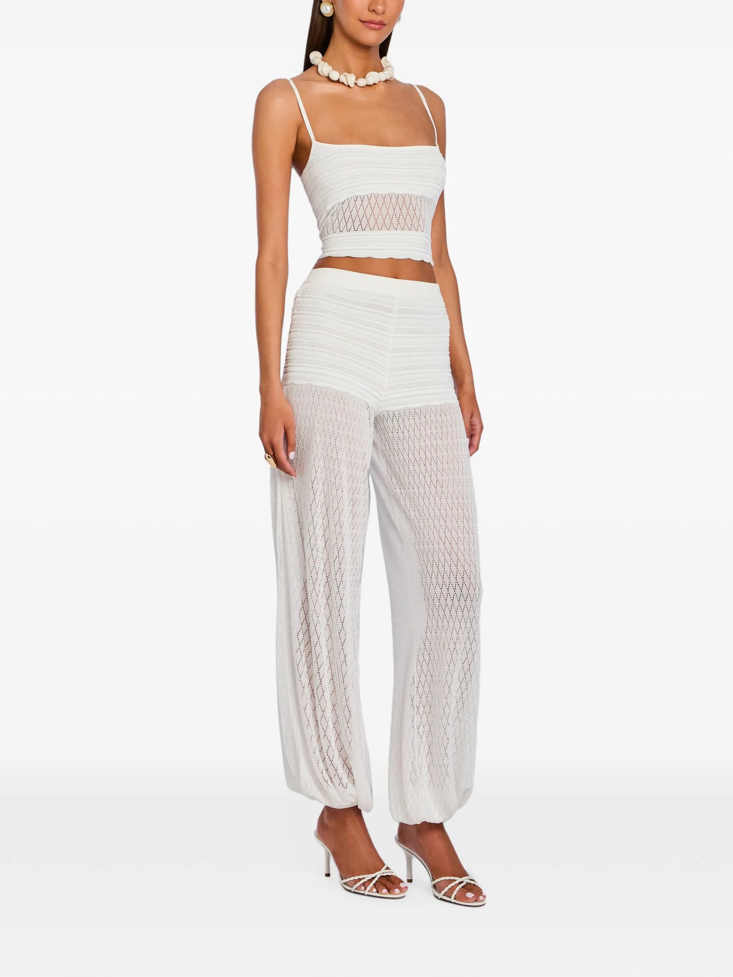 Devyn pointelle-knit trousers
