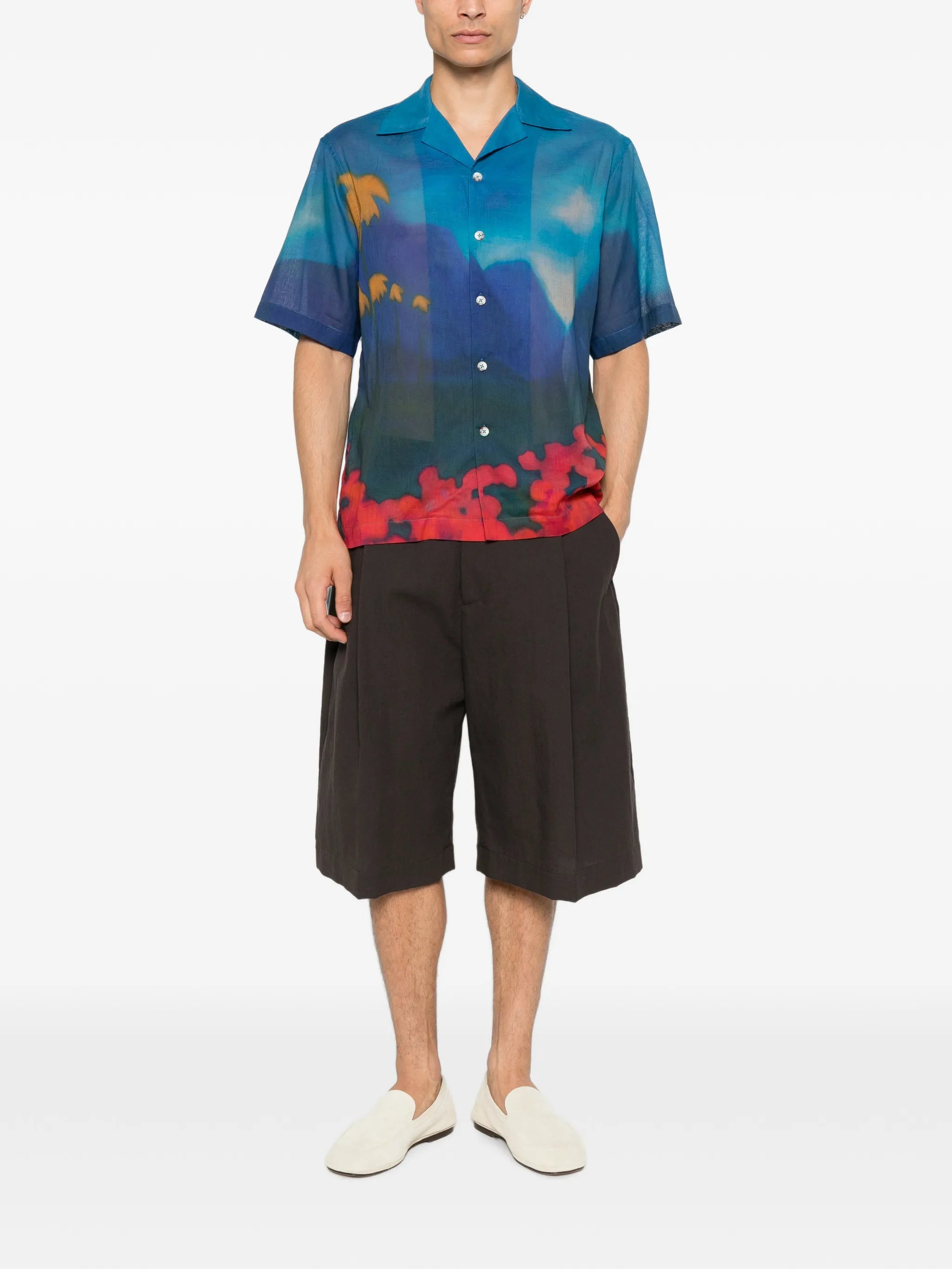 Midnight Horizon camp-collar shirt
