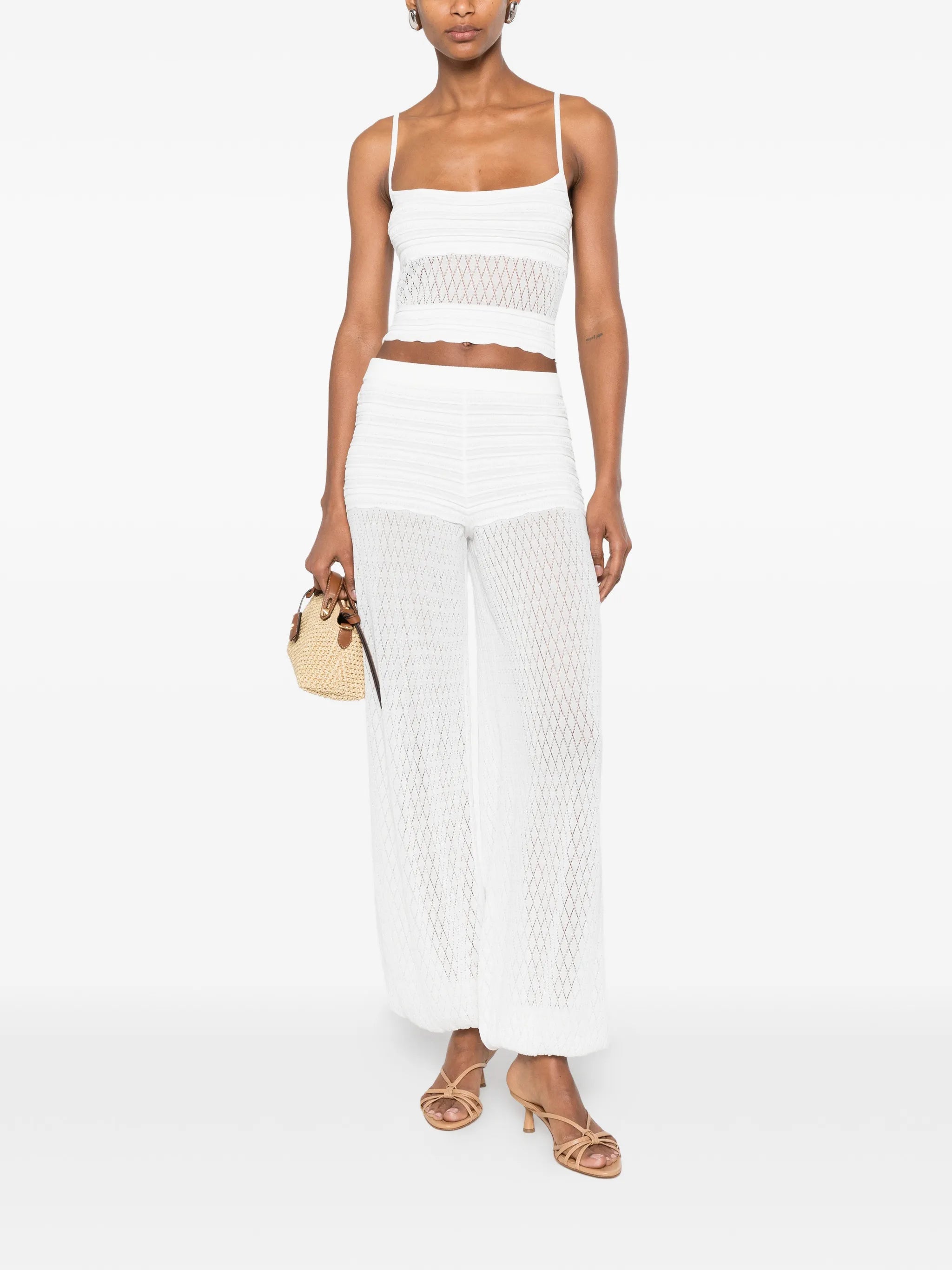 Lesli pointelle-knit top