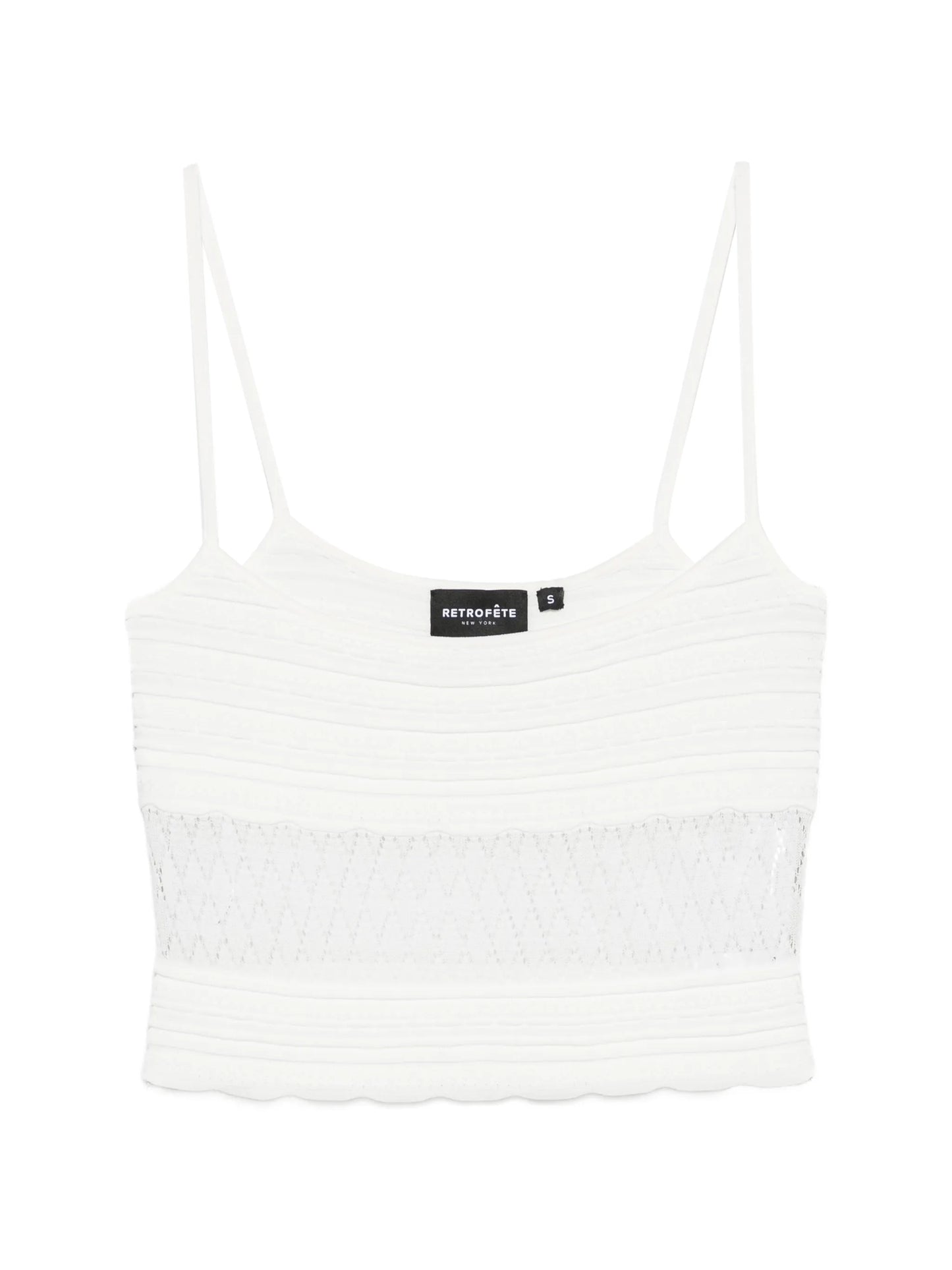 Lesli pointelle-knit top