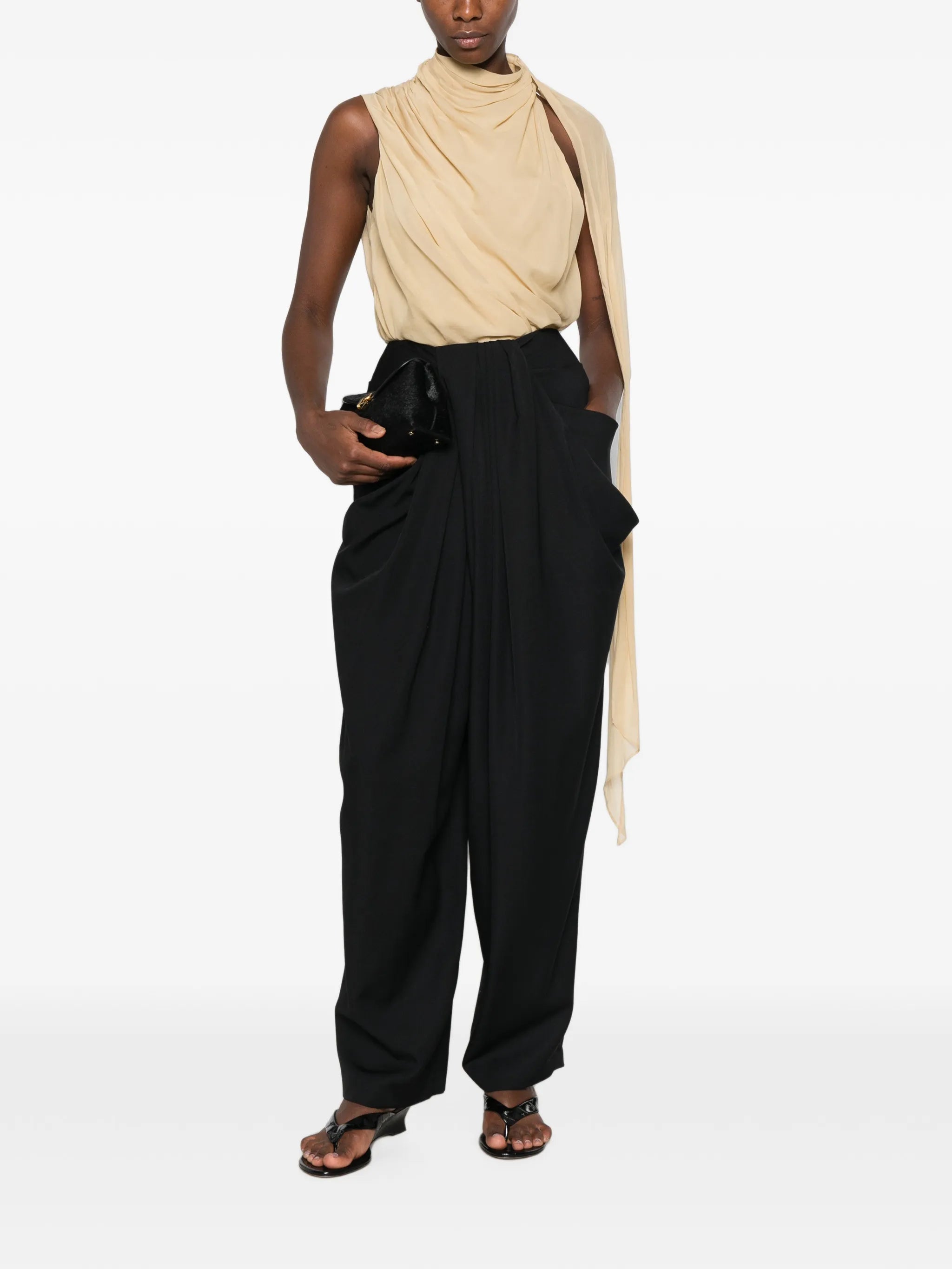 grain de poudre draped trousers