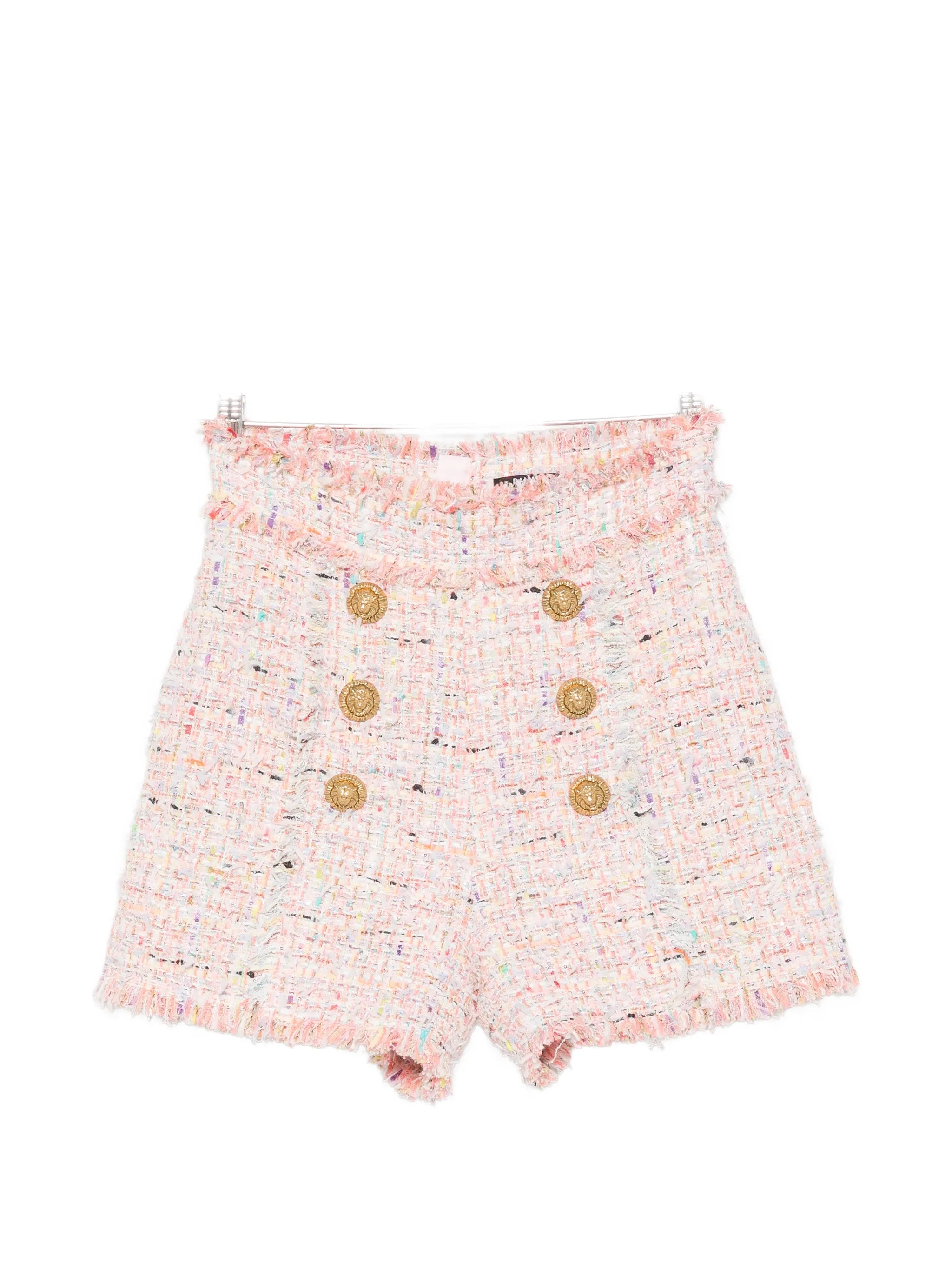 buttoned tweed shorts