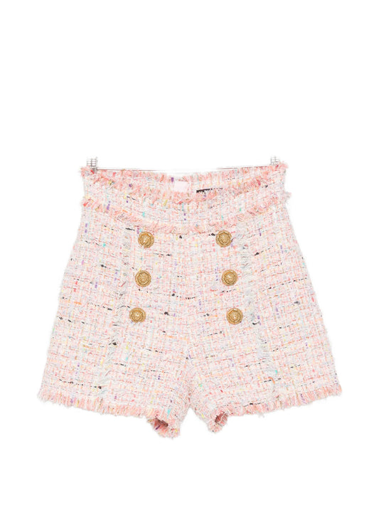 buttoned tweed shorts