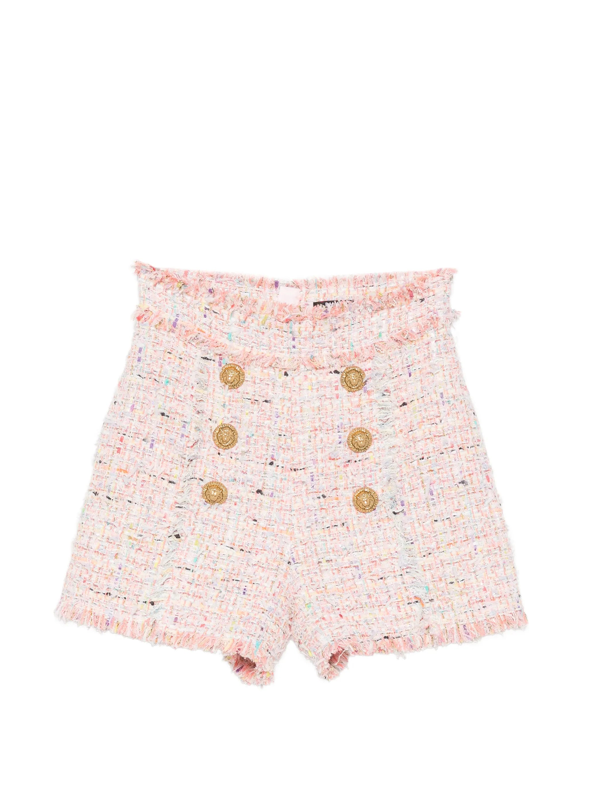 button-embellished tweed shorts