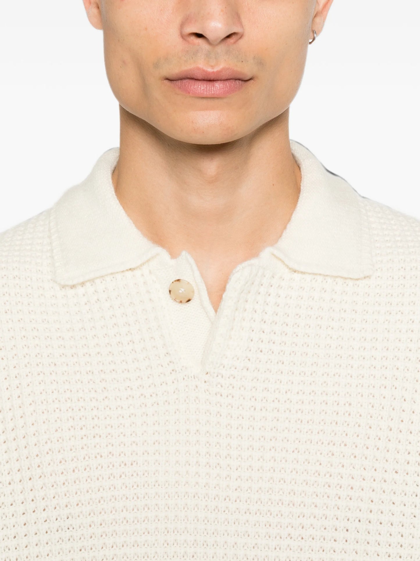 waffle-knit buttoned sweater
